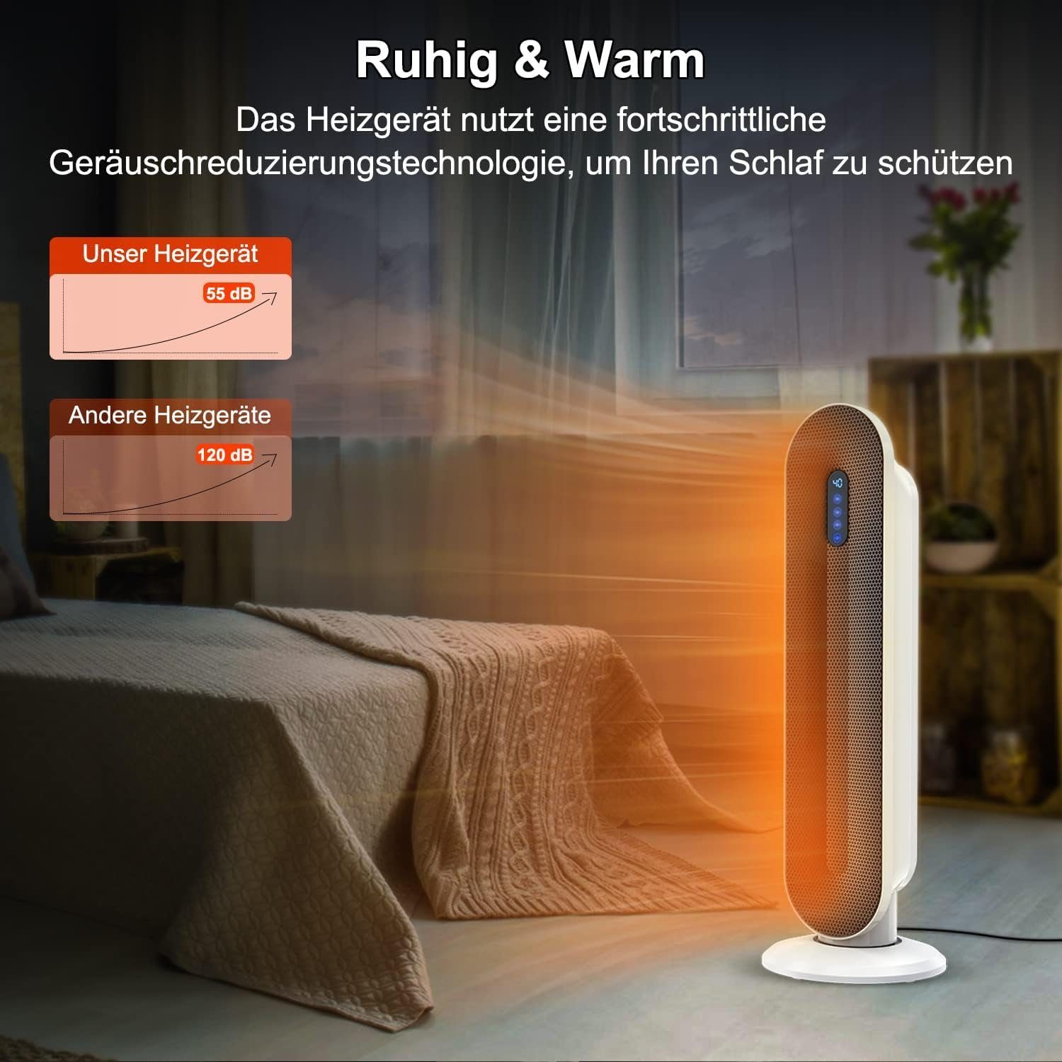 Überhitzungs- mit Keramik Ideal W, Thermostat, Heizlüfter TEINNGO Energiesparend 15-40°C & 2000W Kippschutz, Timer, Räume für 2000 PTC Heizlüfter Leise Fernbedienung,