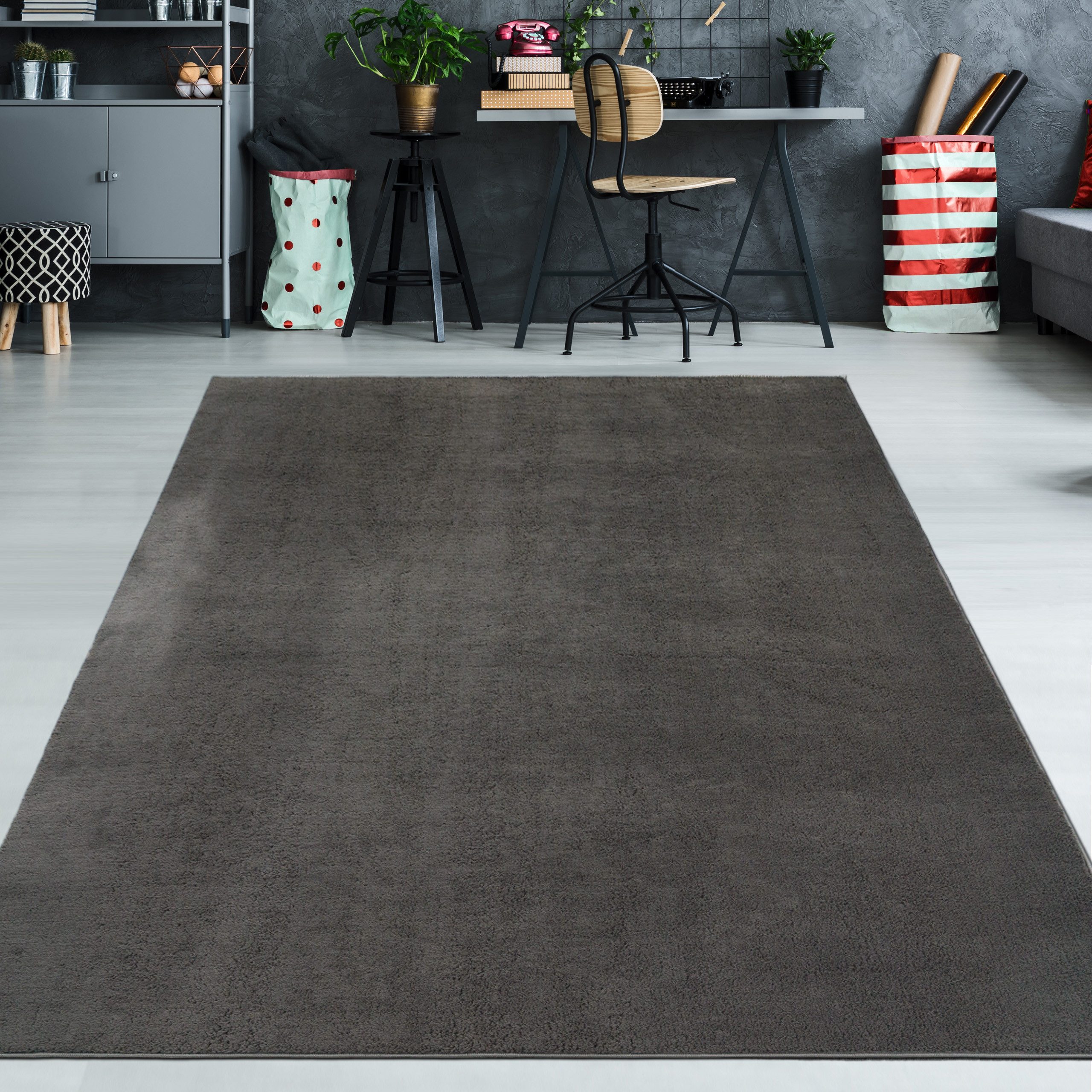 TeppichHome24 Teppich Anthrazit Teppich weich dekorativ pflegeleicht ideal, rechteckig