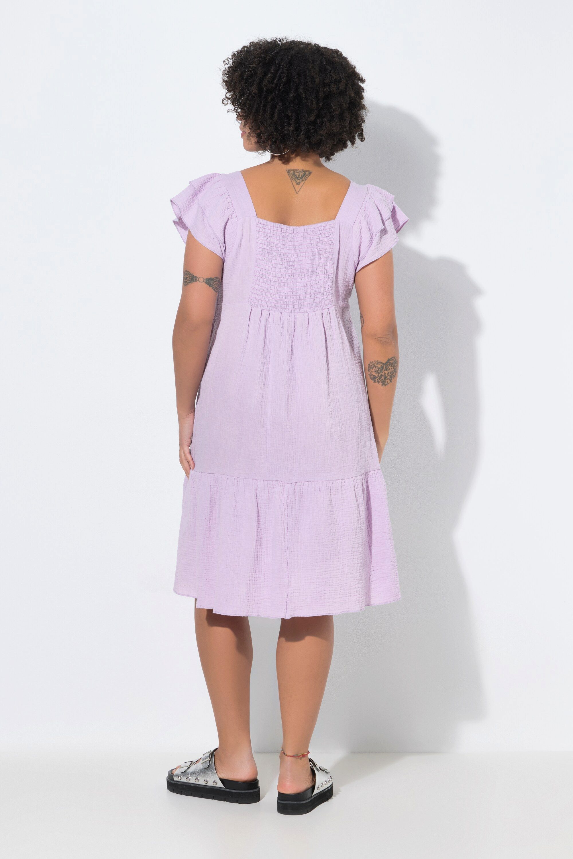 Angel of Style Jerseykleid Musselinkleid Carree-Ausschnitt Volants