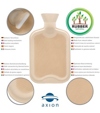 Axion Wärmflasche mit Bezug, Farbe anthrazit / weiß, 33 x 20 cm, Plüsch, ca. 2 Ltr., 100% Naturgummi