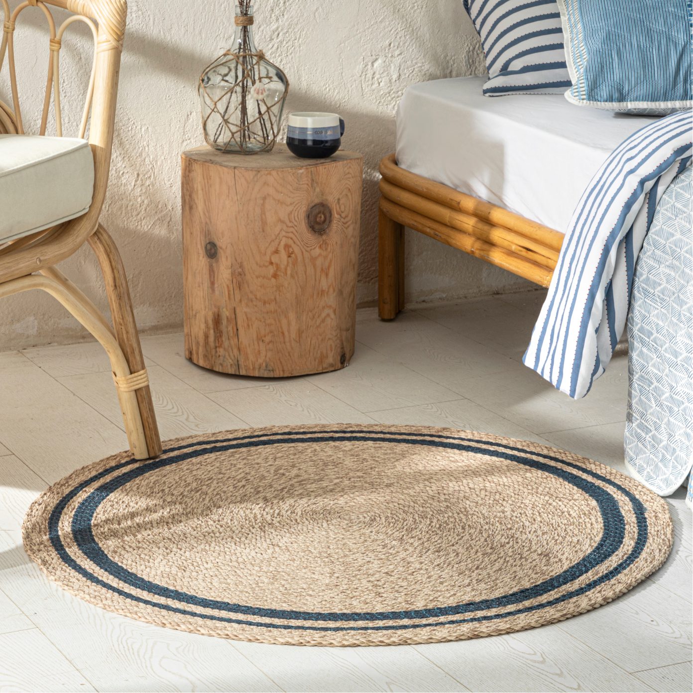 English Home Teppich ENGLISH HOME Jute Teppich Rund Boho und Ethno Look für günstig online kaufen