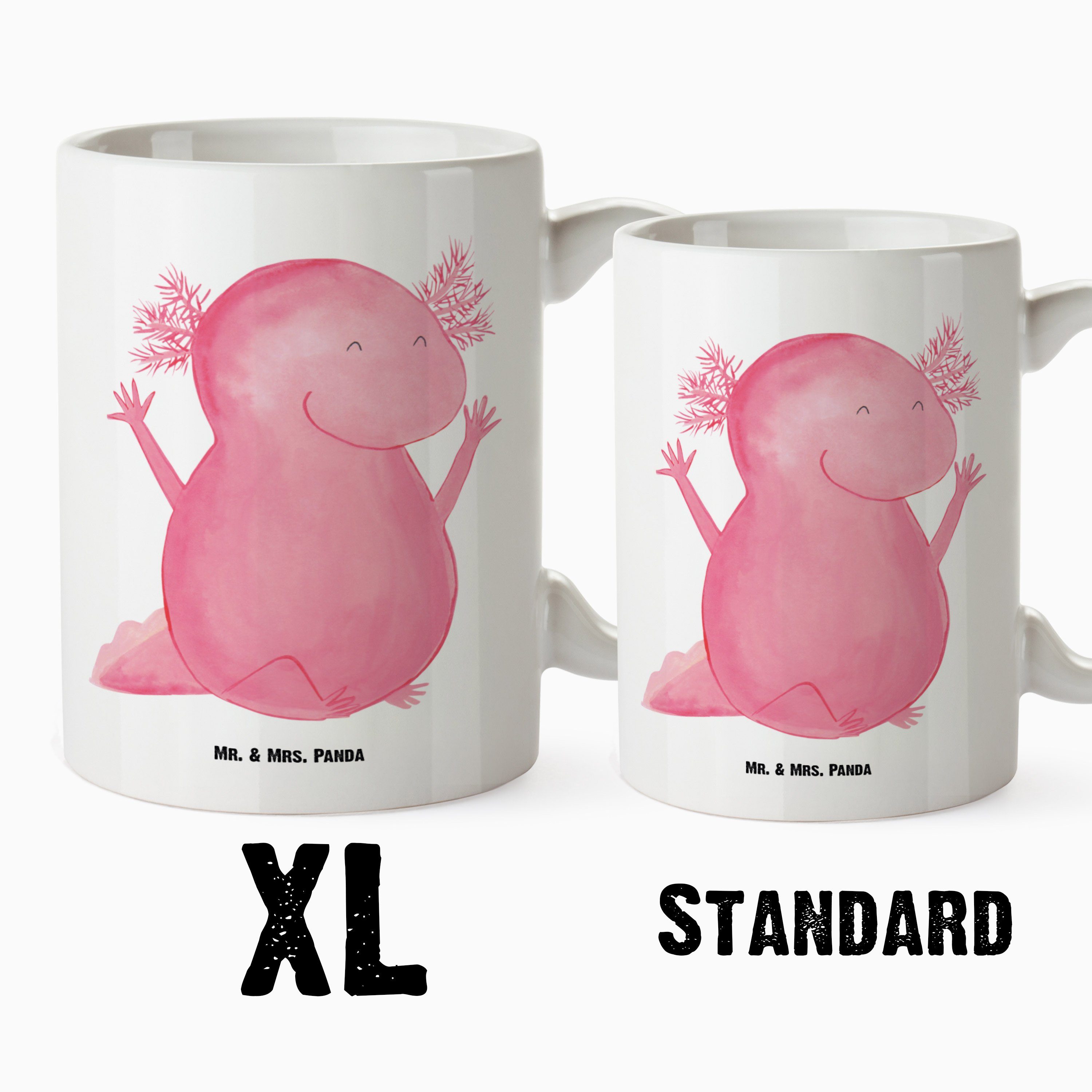 Hurra Axolotl Becher, Mr. Freude, Lurc, Geschenk, XL Panda - - Jumbo Mrs. & Tasse, Weiß XL Tasse Keramik Tasse
