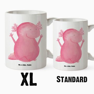 Mr. & Mrs. Panda Tasse Axolotl Hurra, XL Becher, XL Becher, spülmaschinenfest, Große Tasse, XL Tasse Keramik, Spülmaschinenfest