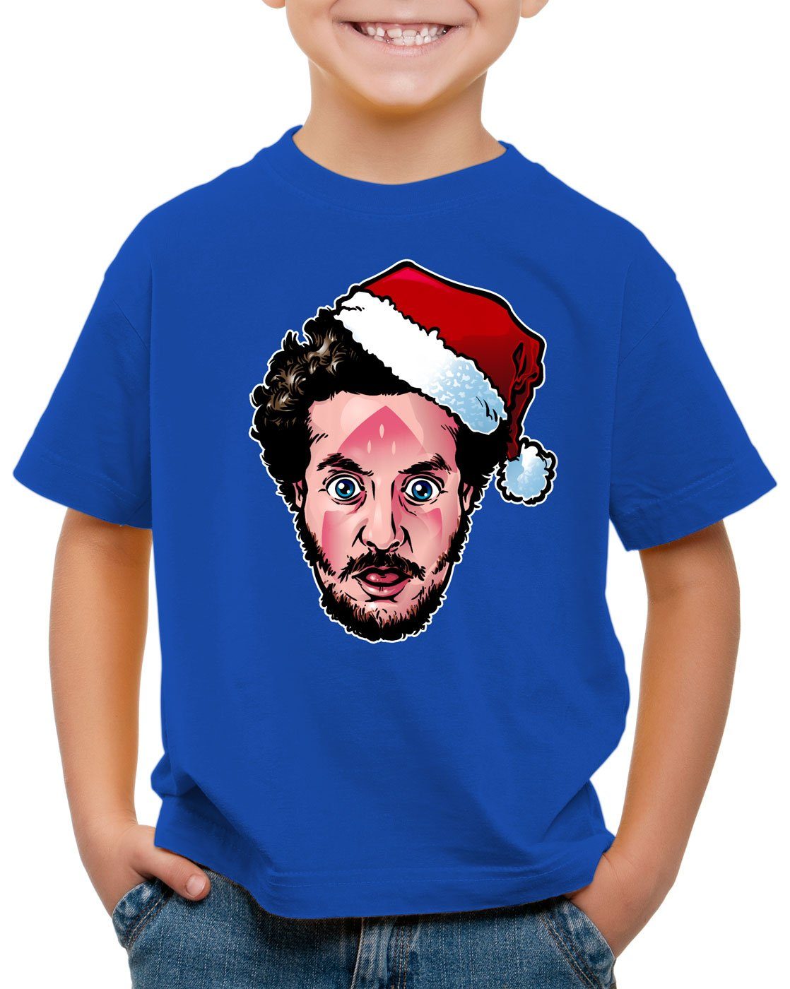 style3 Print-Shirt Kinder kevin T-Shirt bügeleisen blau allein Marv weihnachten Bandit