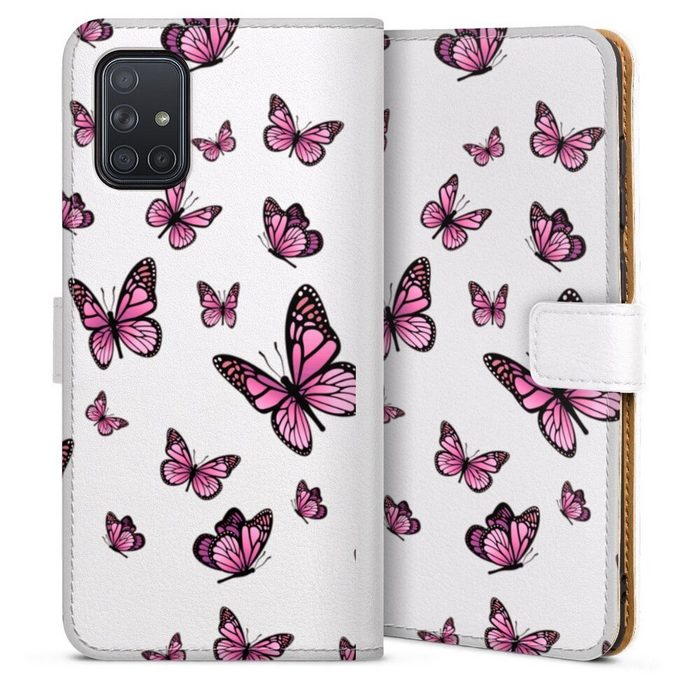 DeinDesign Handyhülle Schmetterling Muster Motiv ohne Hintergrund Schmetterlinge Pink Samsung Galaxy A71 Hülle Handy Flip Case Wallet Cover