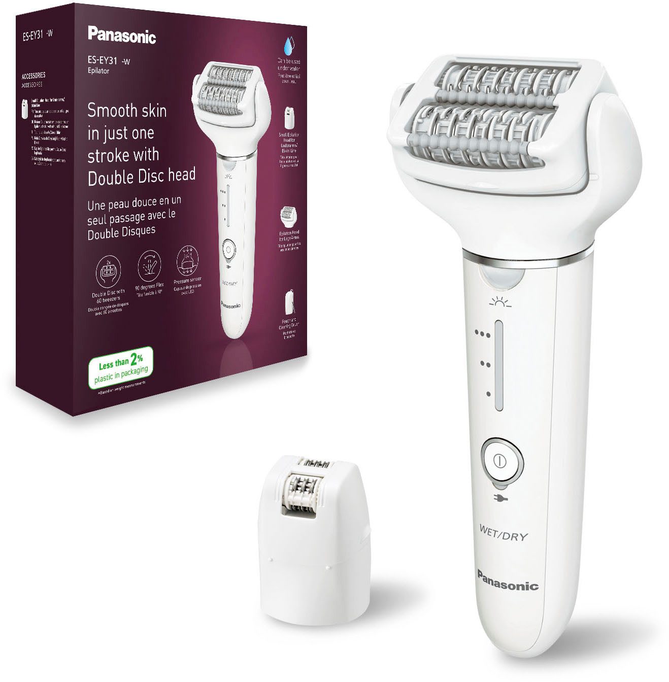 Panasonic Эпиляторы ES-EY31-W503, Aufsätze: 2 St., 2-in-1 Nass-/Trocken-Epilierer