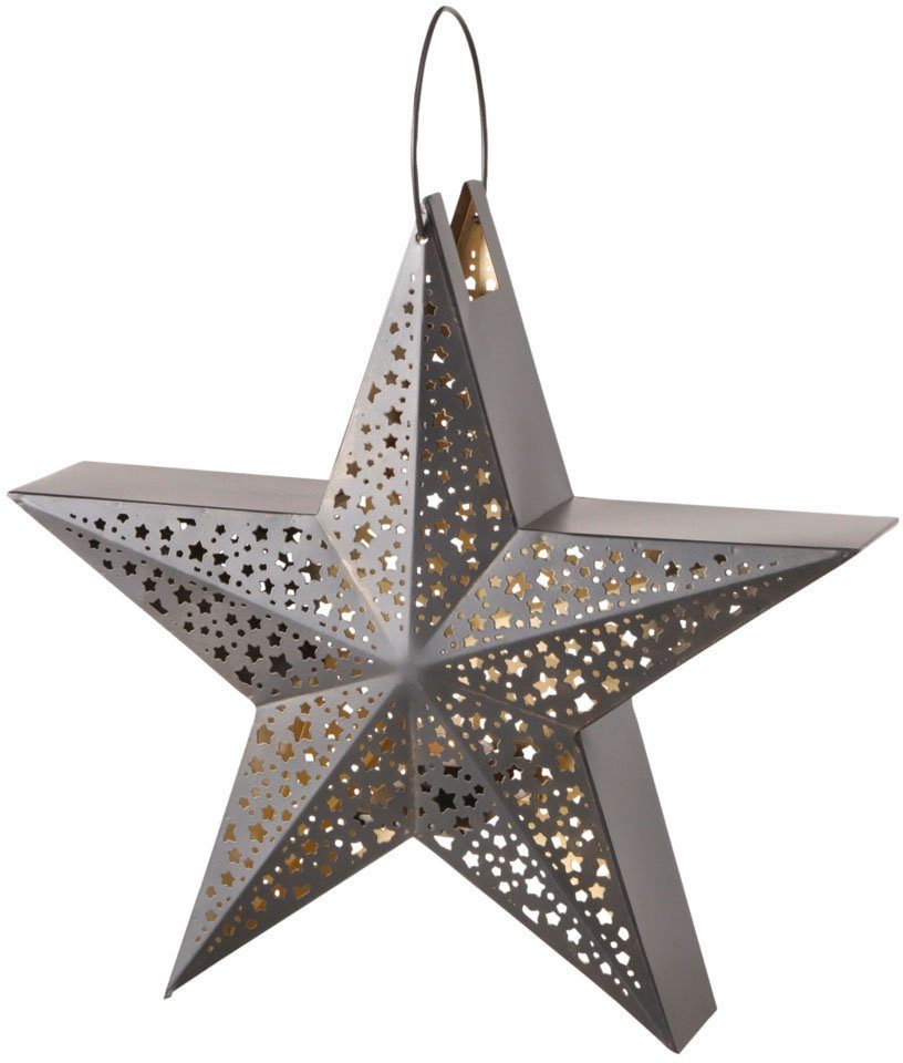 Super Schnäppchenpreis BOLTZE Windlicht Weihnachtsdeko, Eisen großer kleinen Sternen verziert, Weihnachtsstern Metall mit