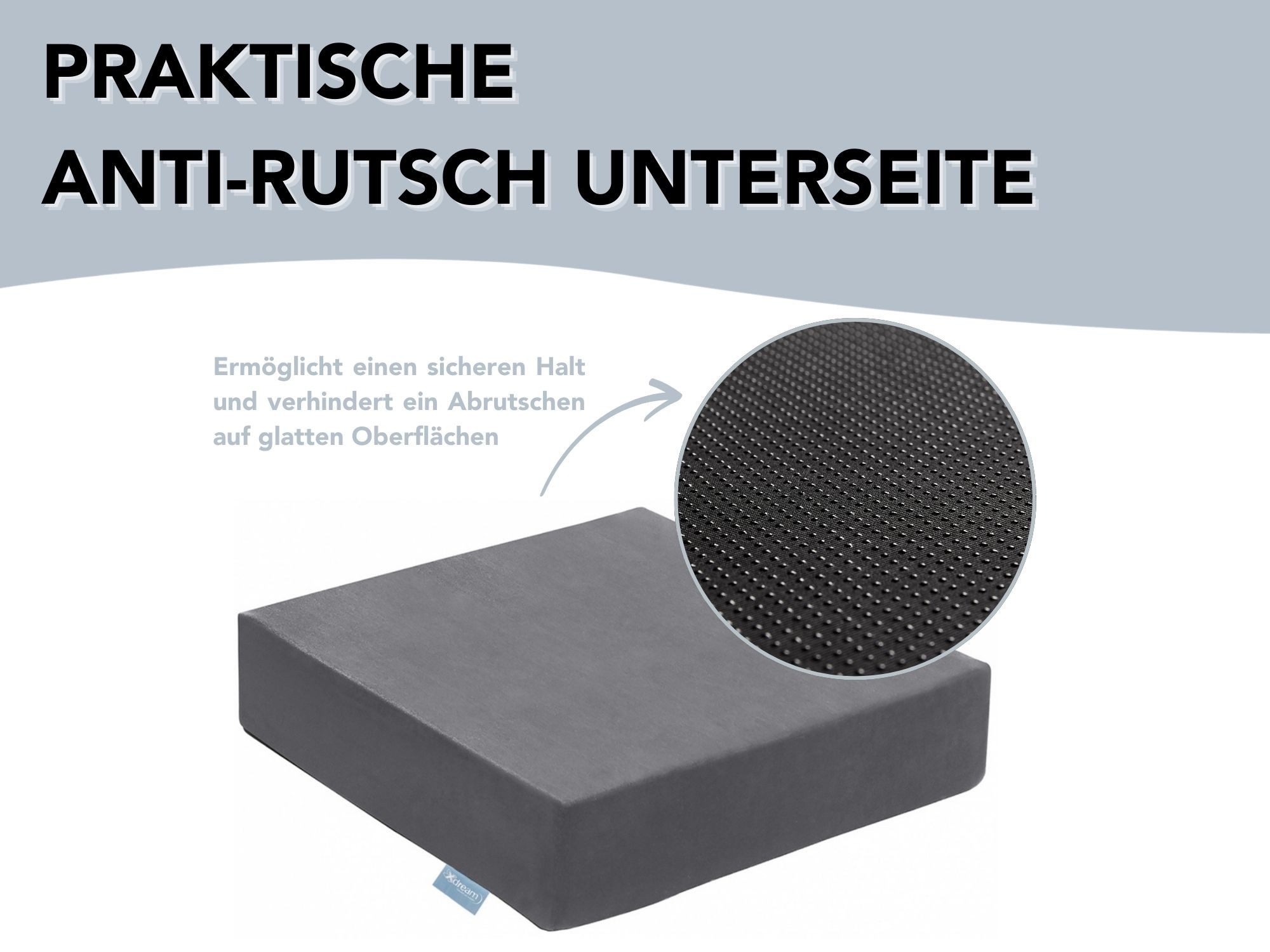 XDREAM Sitzkissen Sitzerhöhung, Aufstehkissen, Aufstehhilfe, formstabiles Kissen, softer Mikroplüschbezug, Anti-Rutsch-Unterseite