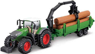 Bburago Spielzeug-Traktor Farmland, FENDT Vario 1050 mit Holztransporter