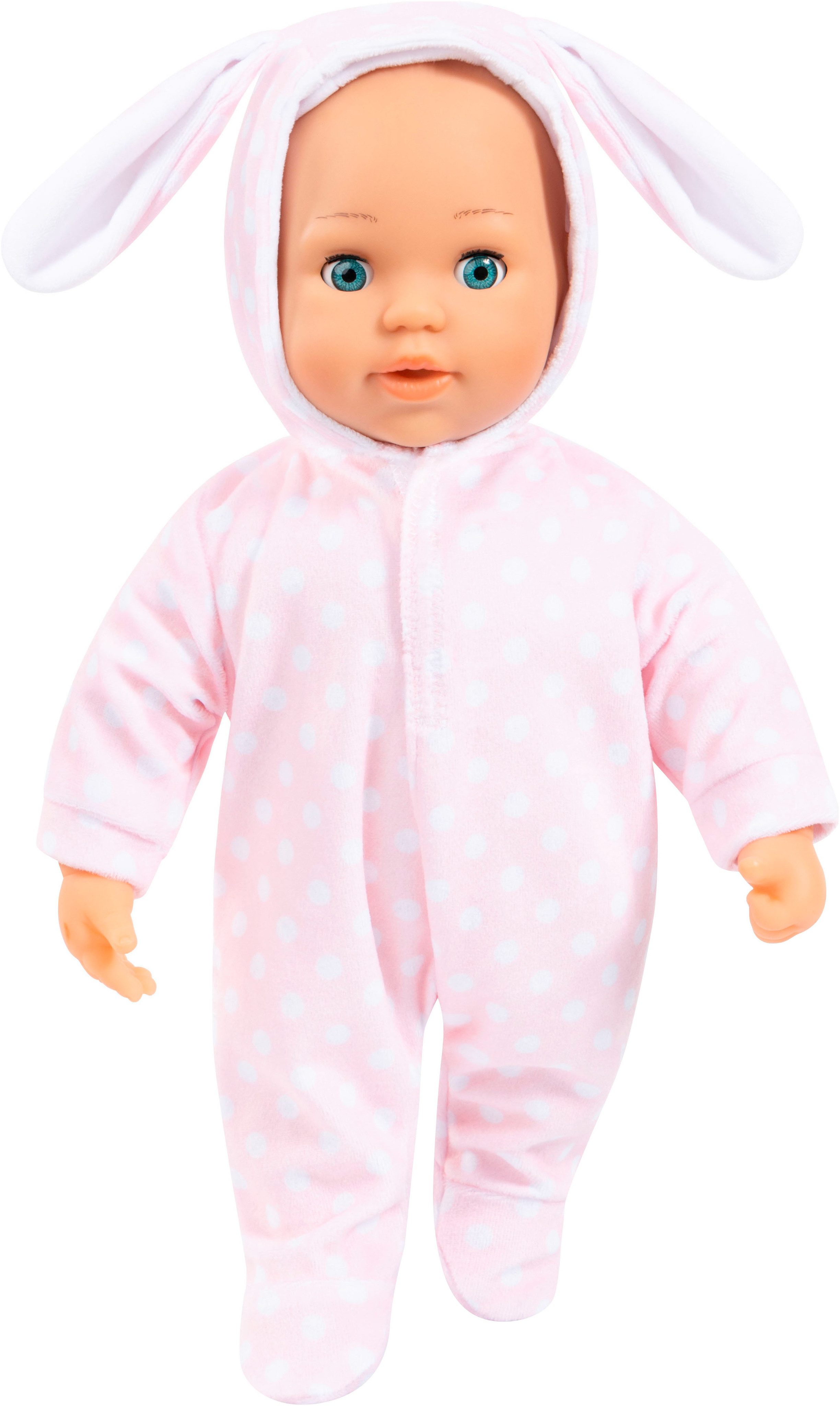 Bayer Babypuppe First Words Baby, Anna 38 cm, rosa (3-tlg), mit Schlafaugen und Babygeräuschen