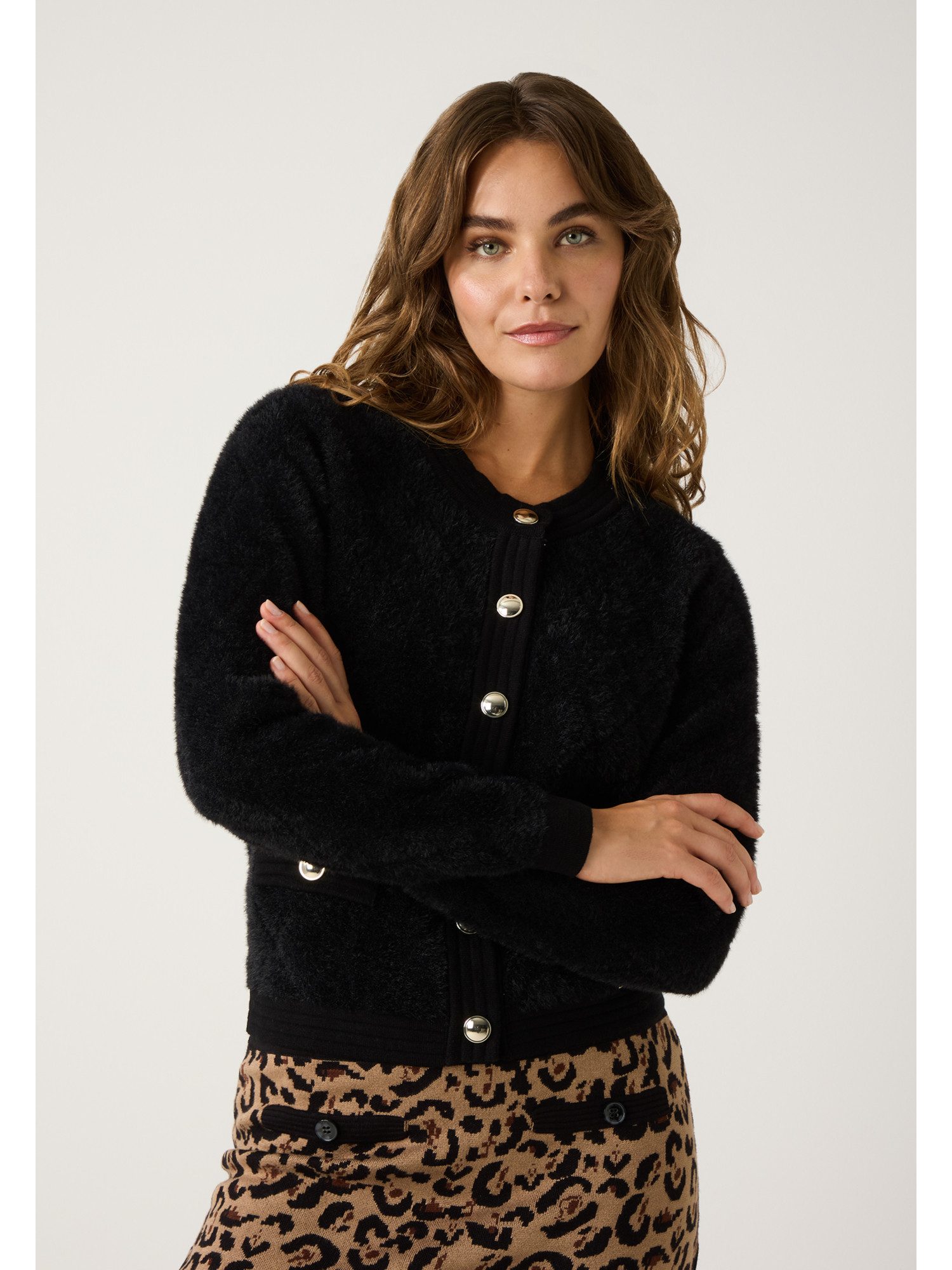 MORE&MORE Cardigan kuschelige Fell-Strickjacke günstig online kaufen