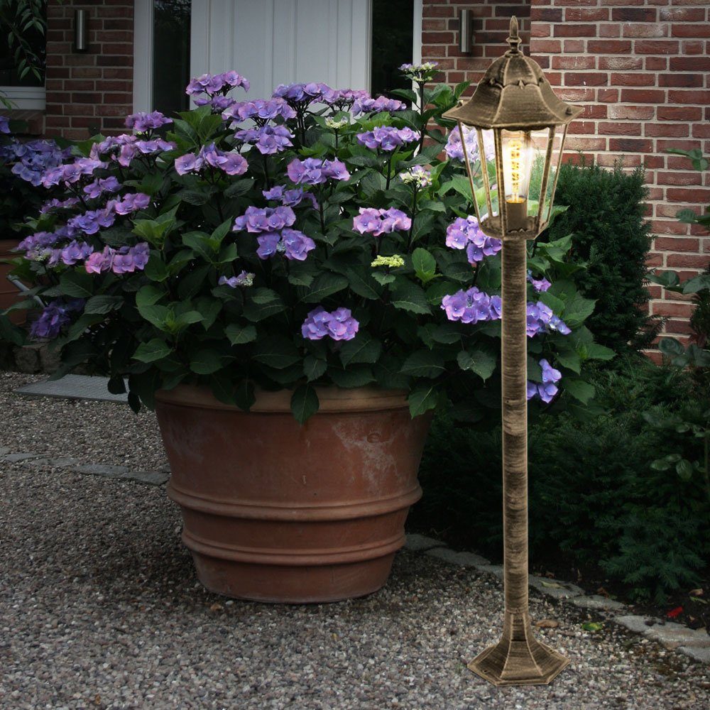 etc-shop LED Außen-Stehlampe, Leuchtmittel inklusive, Warmweiß, Gartenlaterne Draußen Außenstehlampe Bronze für für Garten