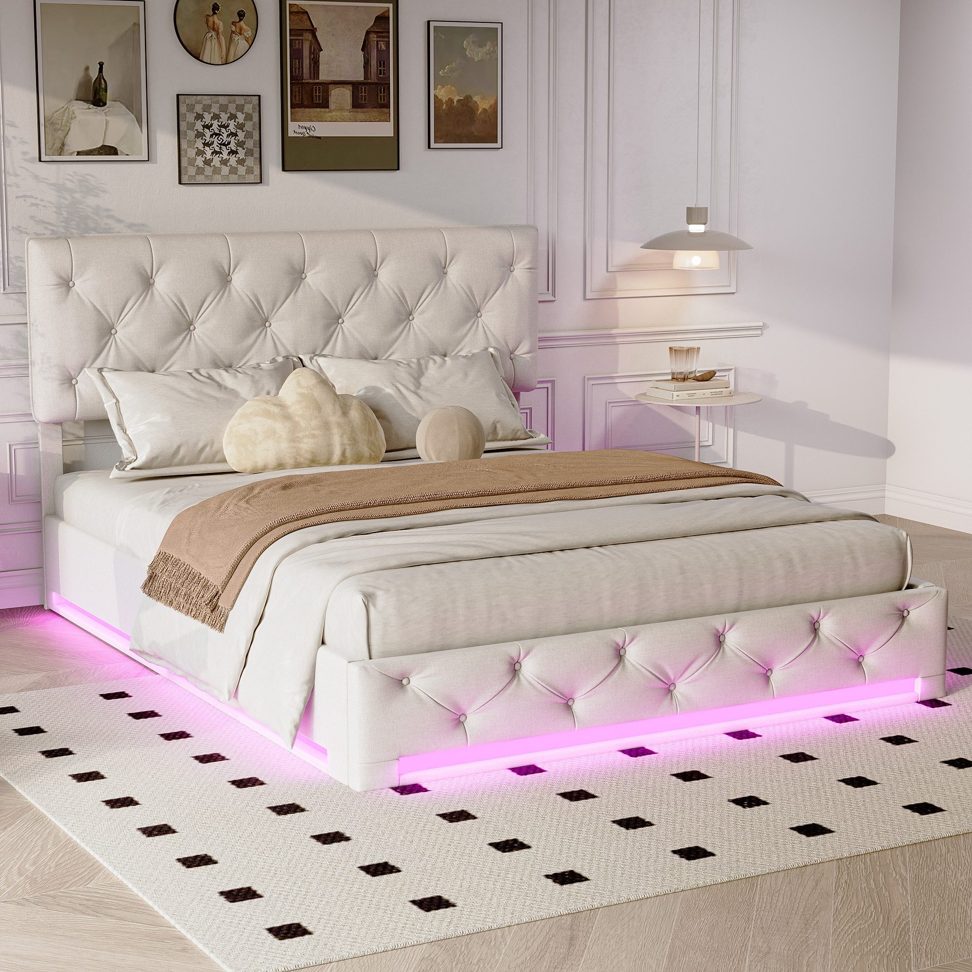 PXloue Polsterbett Polsterbett mit RGB LED-Beleuchtung günstig online kaufen