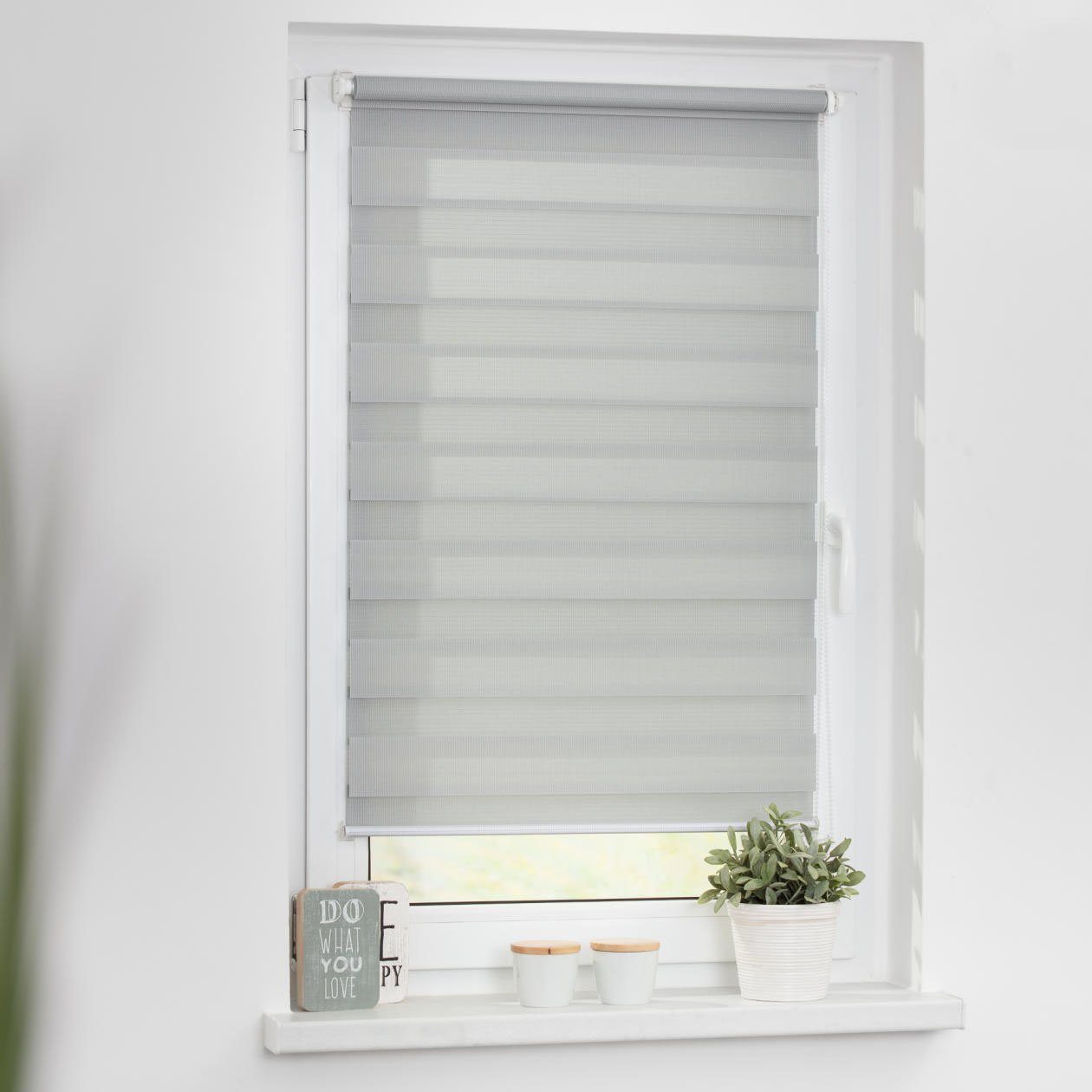 Doppelrollo Duo Rollo Klemmfix, ohne Bohren, verspannt, LICHTBLICK ORIGINAL, halbtransparent, verspannt, Klemmfix, Einfache Klemm-Montage ohne Bohren. Für Fenster & Türen geeignet.