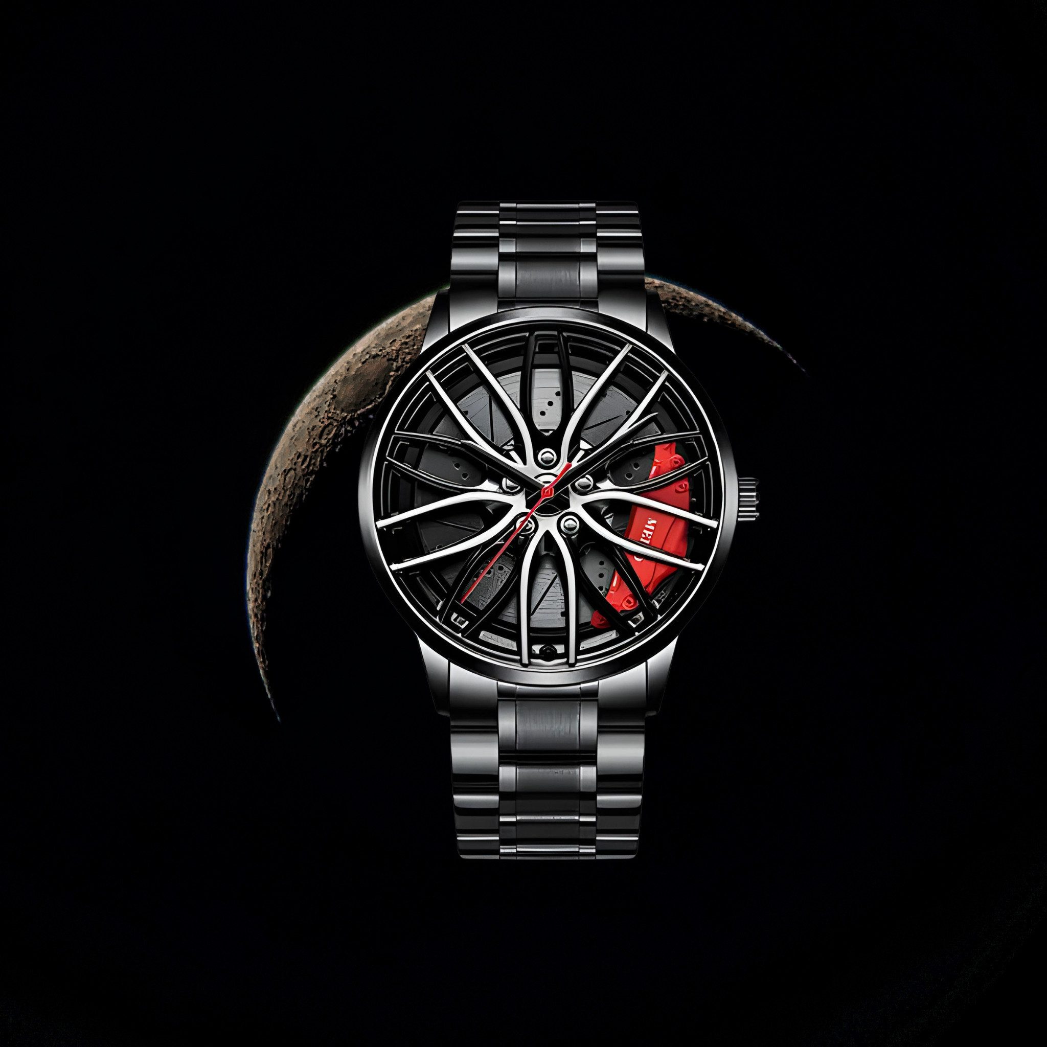 HS.SUPPLY Quarzuhr Felgenuhr Sportwagen Uhr, Dreidimensionales Felgendesign, (Uhr mit Armband), 3D Felgendesign