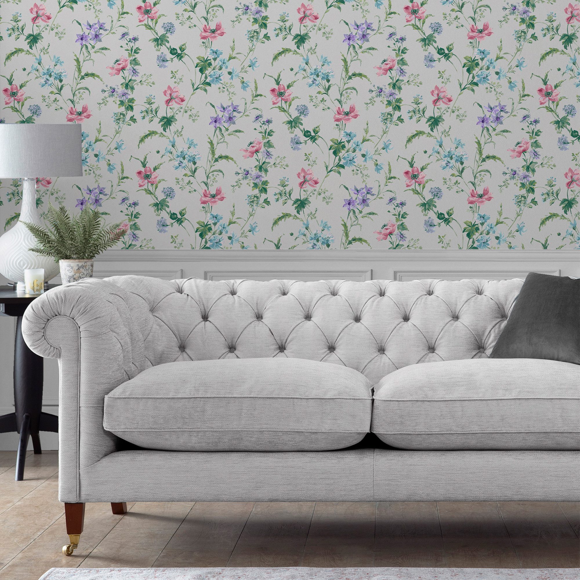 LAURA ASHLEY Vliestapete Poppy Meadow Pale Violet, glatt, geblümt, (1 St), 10mx52cm (ca. 5m2)