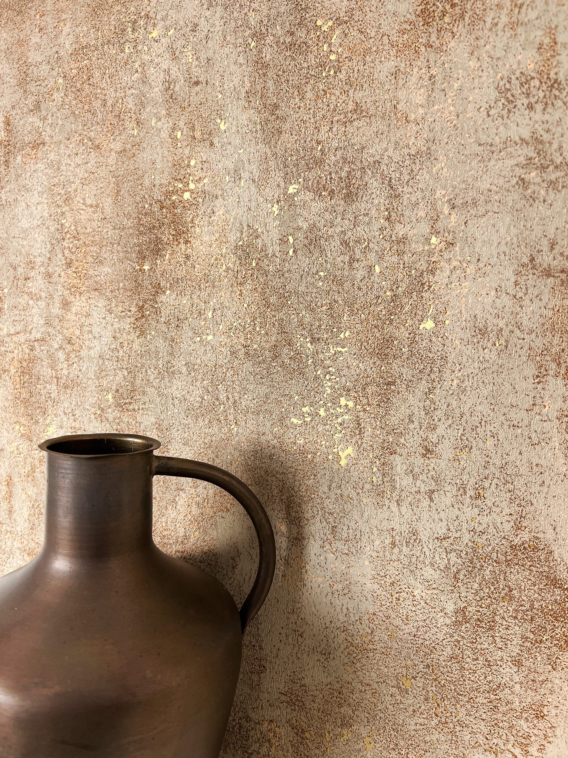 Newroom Vliestapete, Beige Tapete Modern Beton - Betonwand Glanzoptik Braun günstig online kaufen