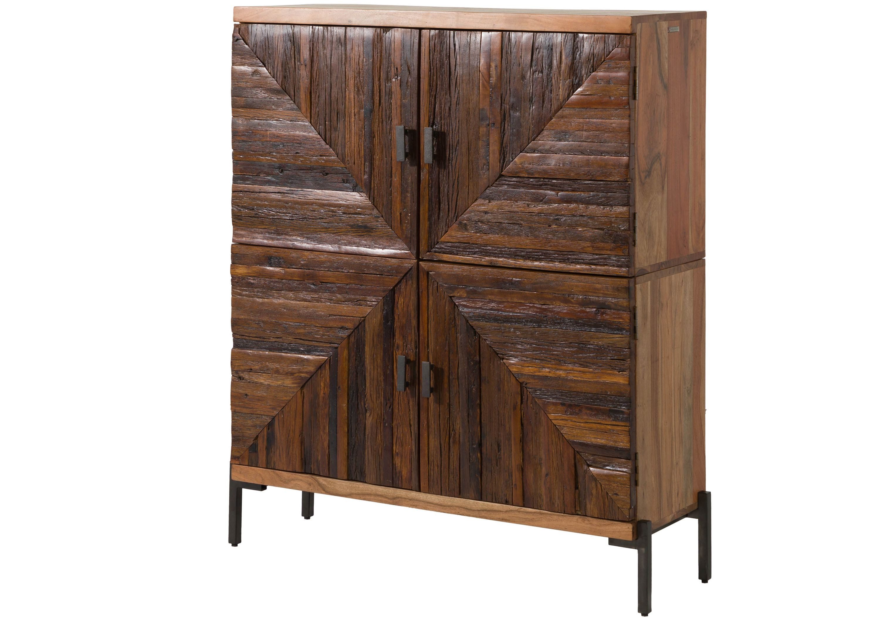 Massivmoebel24 Highboard (Massivholz), Altholz 112x40x137 natur lackiert LYON #130