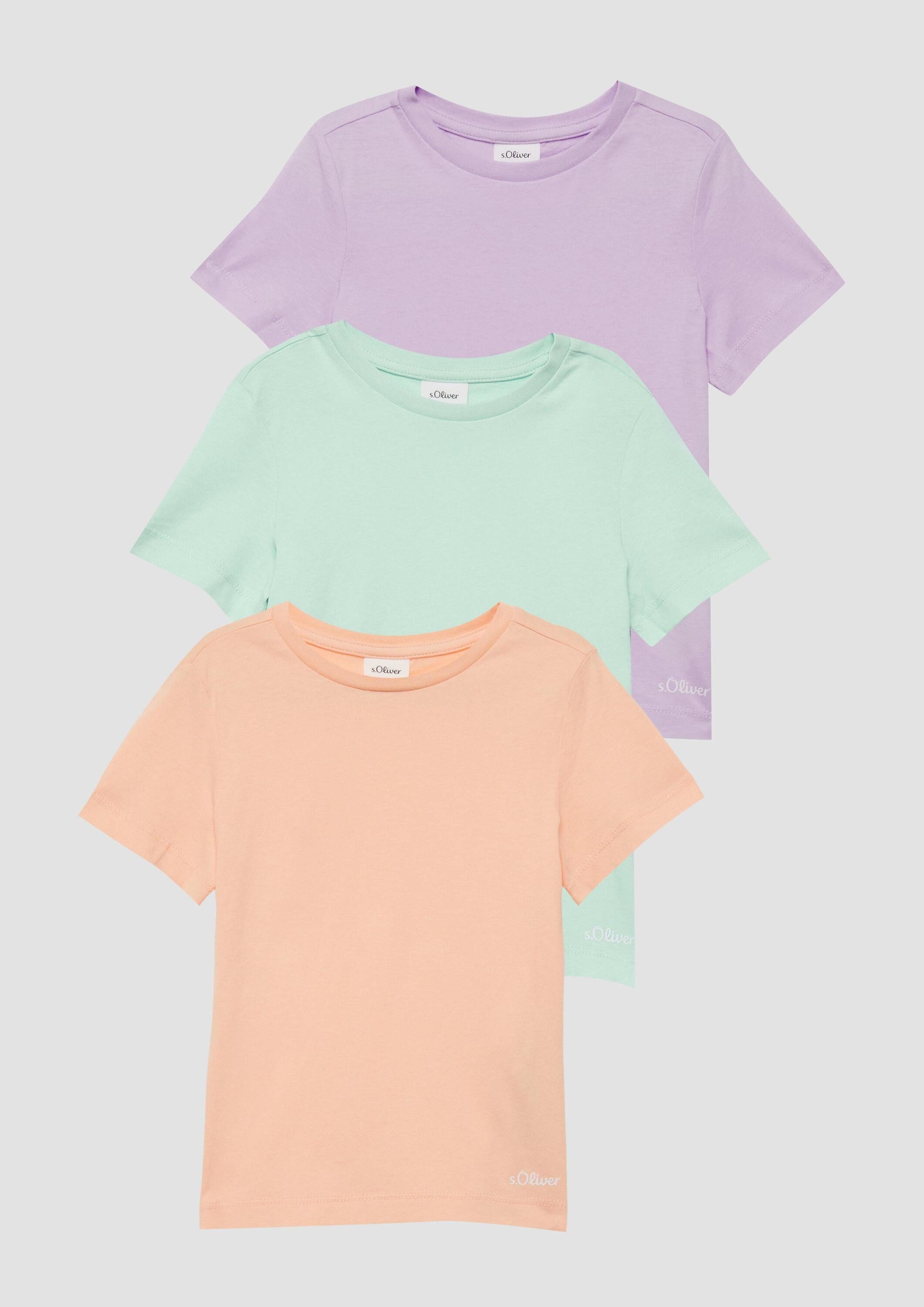 s.Oliver Kurzarmshirt T-Shirt 3er-Pack Unisex T-Shirts mit Logoprint