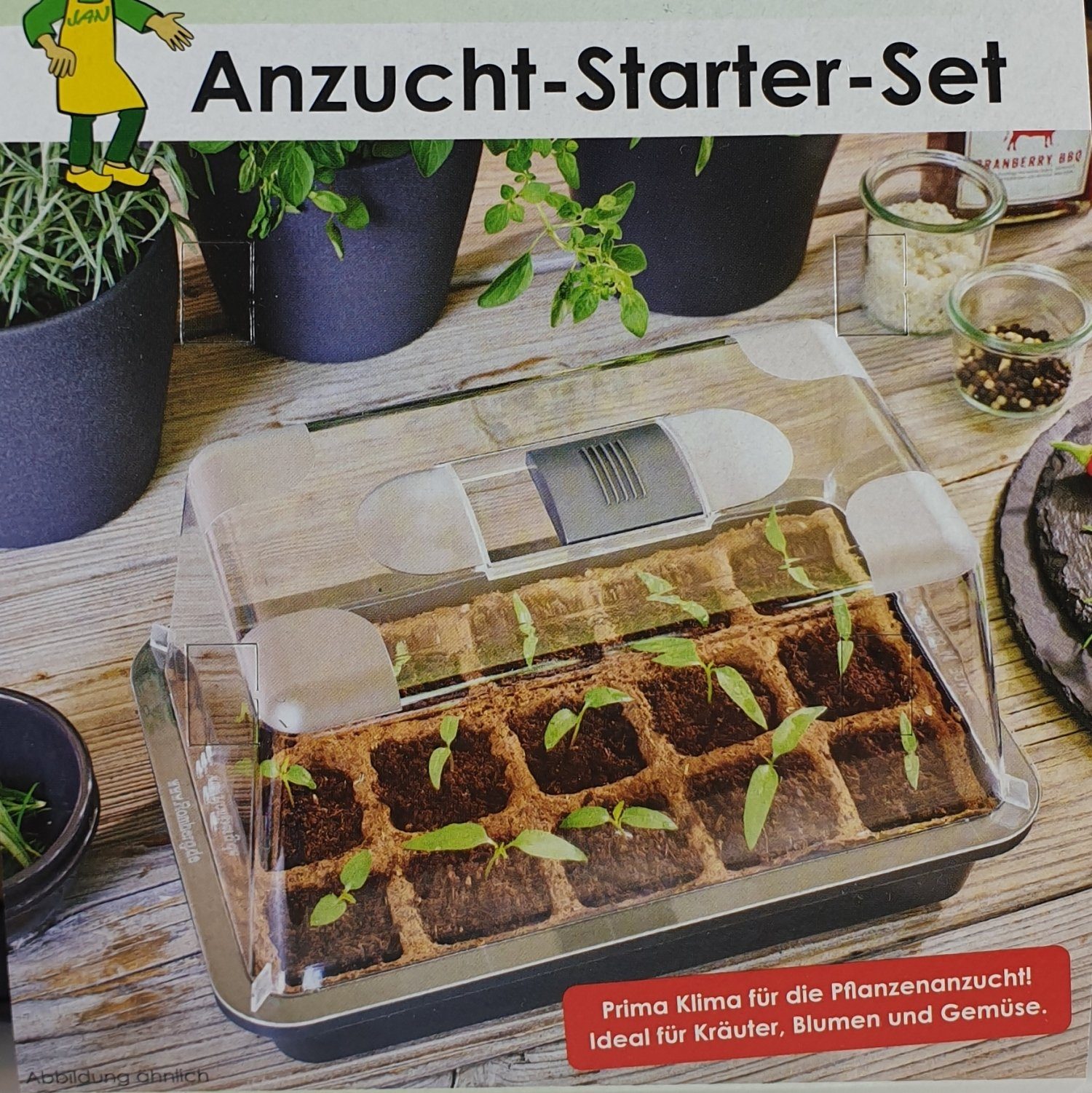 Grüner Jan Anzuchttopf Anzucht-Set Starterset Mini-Gewächshaus mit Zubehör