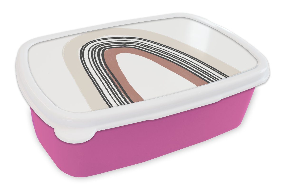 MuchoWow Lunchbox Regenbogen - Pastell Kunststoff, rosa Erwachsene, (2-tlg), - Kinder, Design, Snackbox, Brotdose Kunststoff Mädchen, für Brotbox
