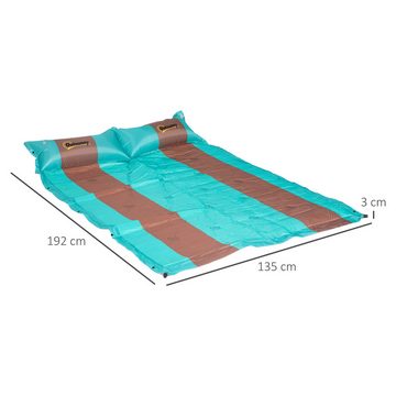 Outsunny Isomatte Schlafmatte mit Tragetasche, (Campingmatratze, Rollmatratze), für Camping, 192 x 135 cm, Blau+Kaffee