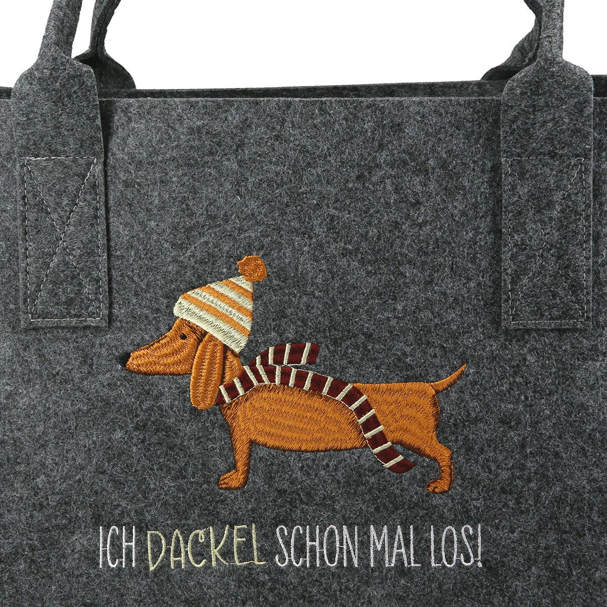 MF Shopper Filztasche Frieda mit Dackelmotiv für Weihnachten und Winter (1-tlg) – Bild 3 von 5
