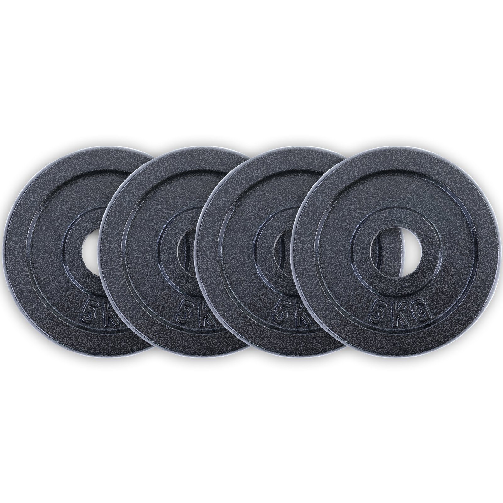 RAMROXX Hantelscheibe 20kg 4x5kg Olympia Hantelscheiben Gusseisen Schwarz  50mm, Gusseisen