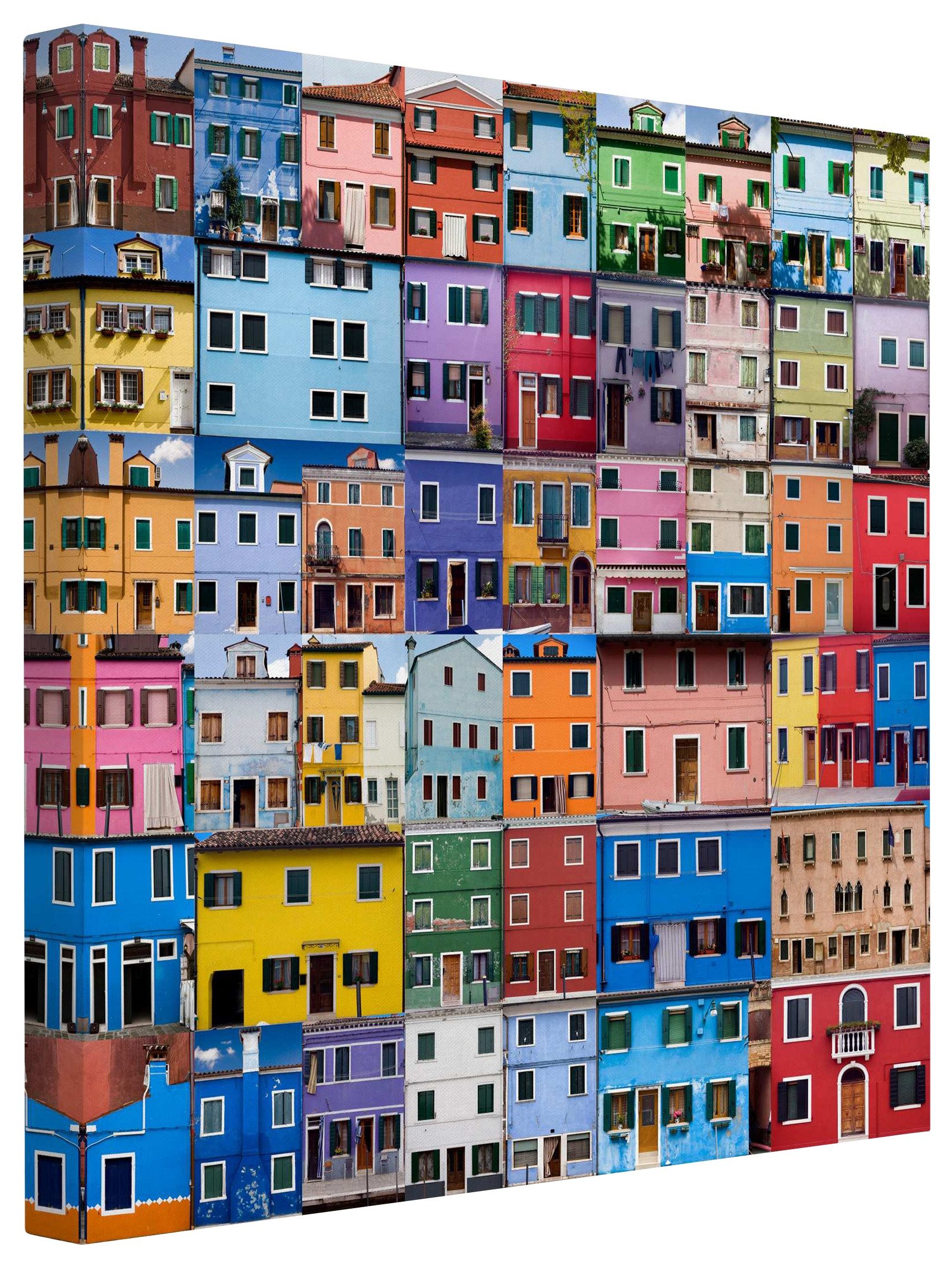 Leinwandbild Skyline Stadt Modern Venezianische Häuser bunt Bild auf Leinwand XXL
