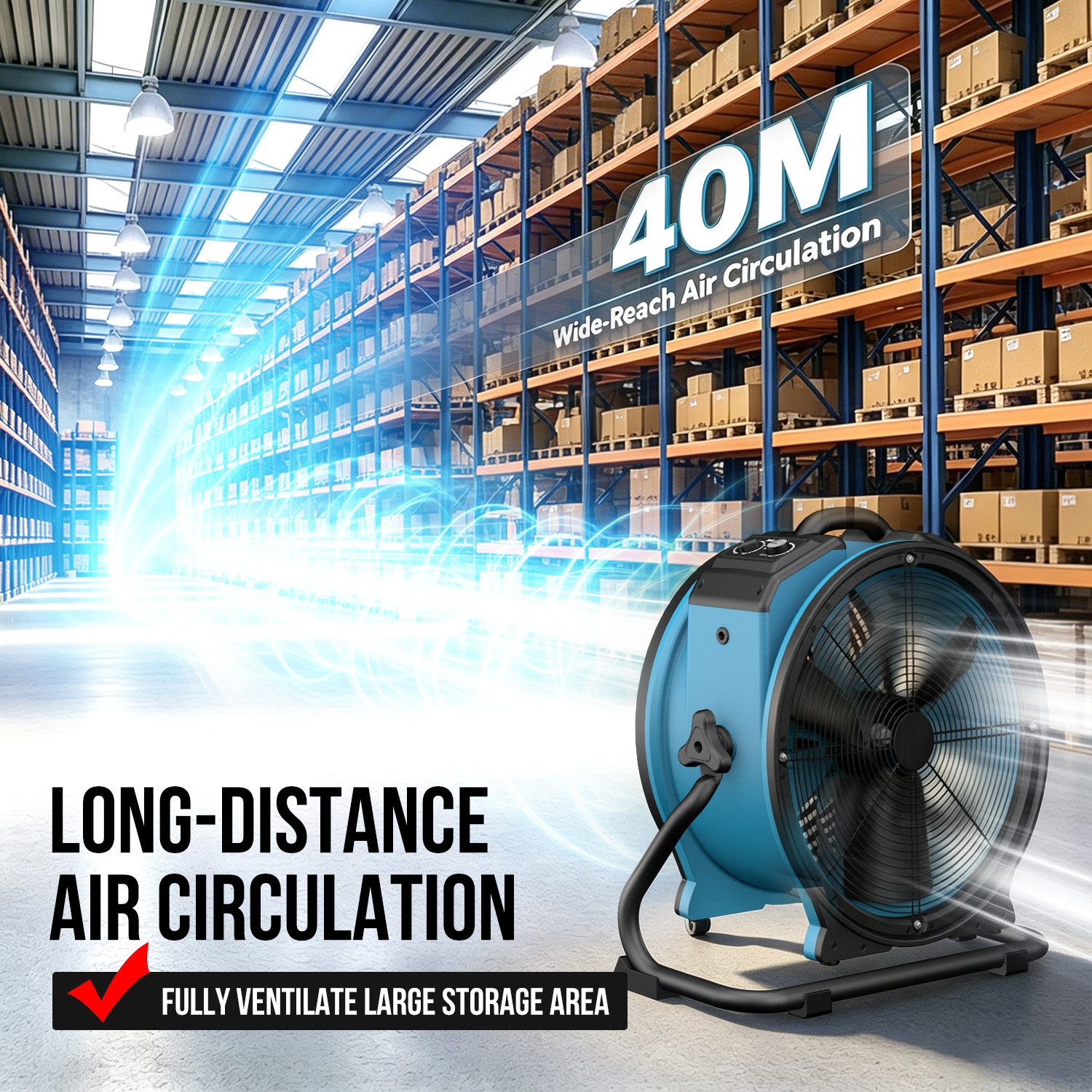 XPOWER Tischventilator Professionelle 18" Axiallüfter im Timer & Steckdose 3600 CFM, 360° drehbar,Versiegelter Induktionsmotor, stufenlose Drehzahlregelung
