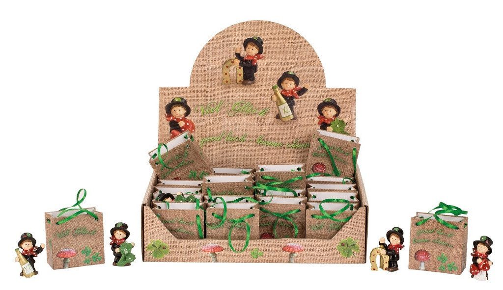 Geschenkestadl Dekofigur 24 Schornsteinfeger Glücksbringer im Display – handbemalt, 4 Motive (24 St)