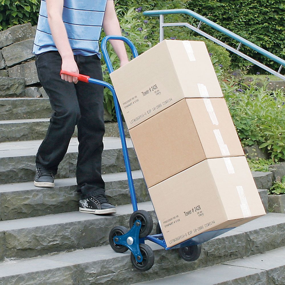 BRB-Lagertechnik Treppensackkarre Treppenkarre aus Stahl, BxTxH 520x560x1210 mm, Für den sicheren Transport auf Treppen
