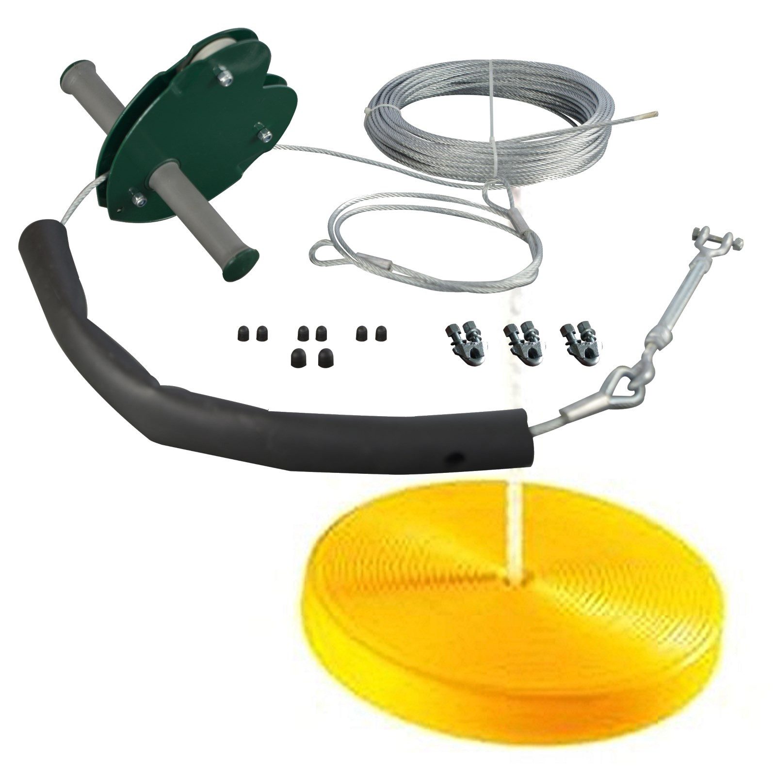 Loggyland Klettergerüst Seilbahn 25m mit Tellerschaukel komplett Garten Spi günstig online kaufen