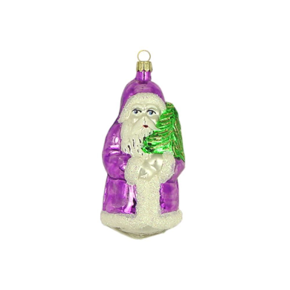 Haberland Glasschmuck Lauscha Christbaumschmuck Großer Weihnachtsmann mit Mantel lila 11 cm Lauschaer Glas