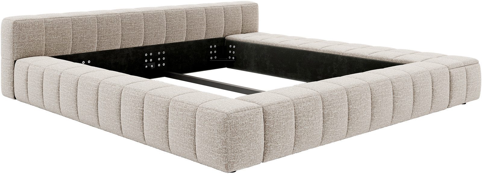 DELIFE Polsterbett Espazio, Webstoff Soft Beige 180x200 cm mit Stauraum