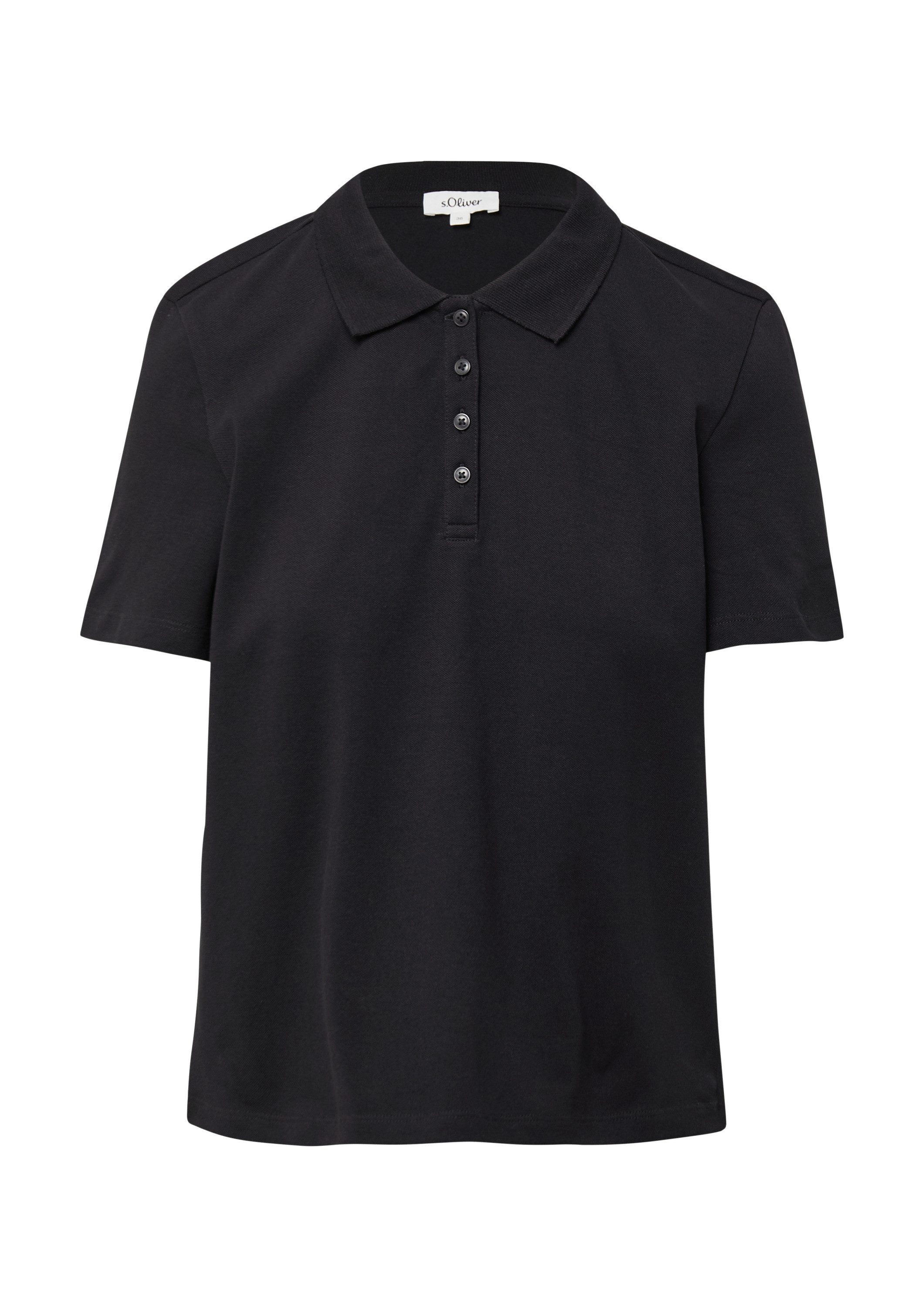 s.Oliver Kurzarmshirt Polo-Shirt Verkürztes Poloshirt aus Baumwollpiqué günstig online kaufen