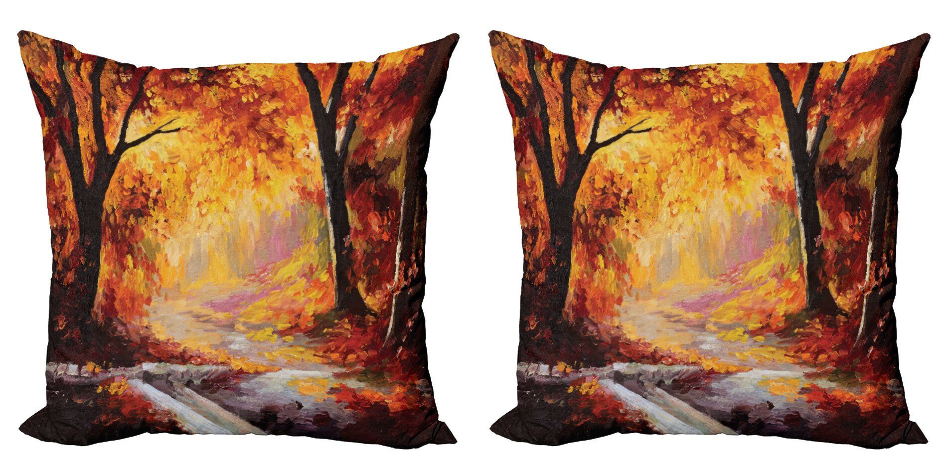 Herbst Abakuhaus Digitaldruck, Kissenbezüge Bäume Doppelseitiger Accent (2 Wald Blätter Modern Stück),