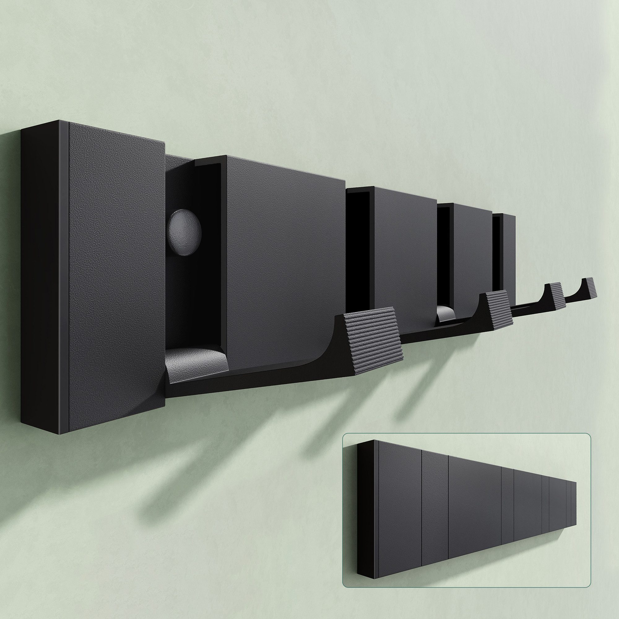 Mai & Mai Wandgarderobe Wandhaken Garderobenleiste Garderobenhaken mit 4/6 klappbaren Haken, Faltmechanik und Anti-Rutsch-Textur