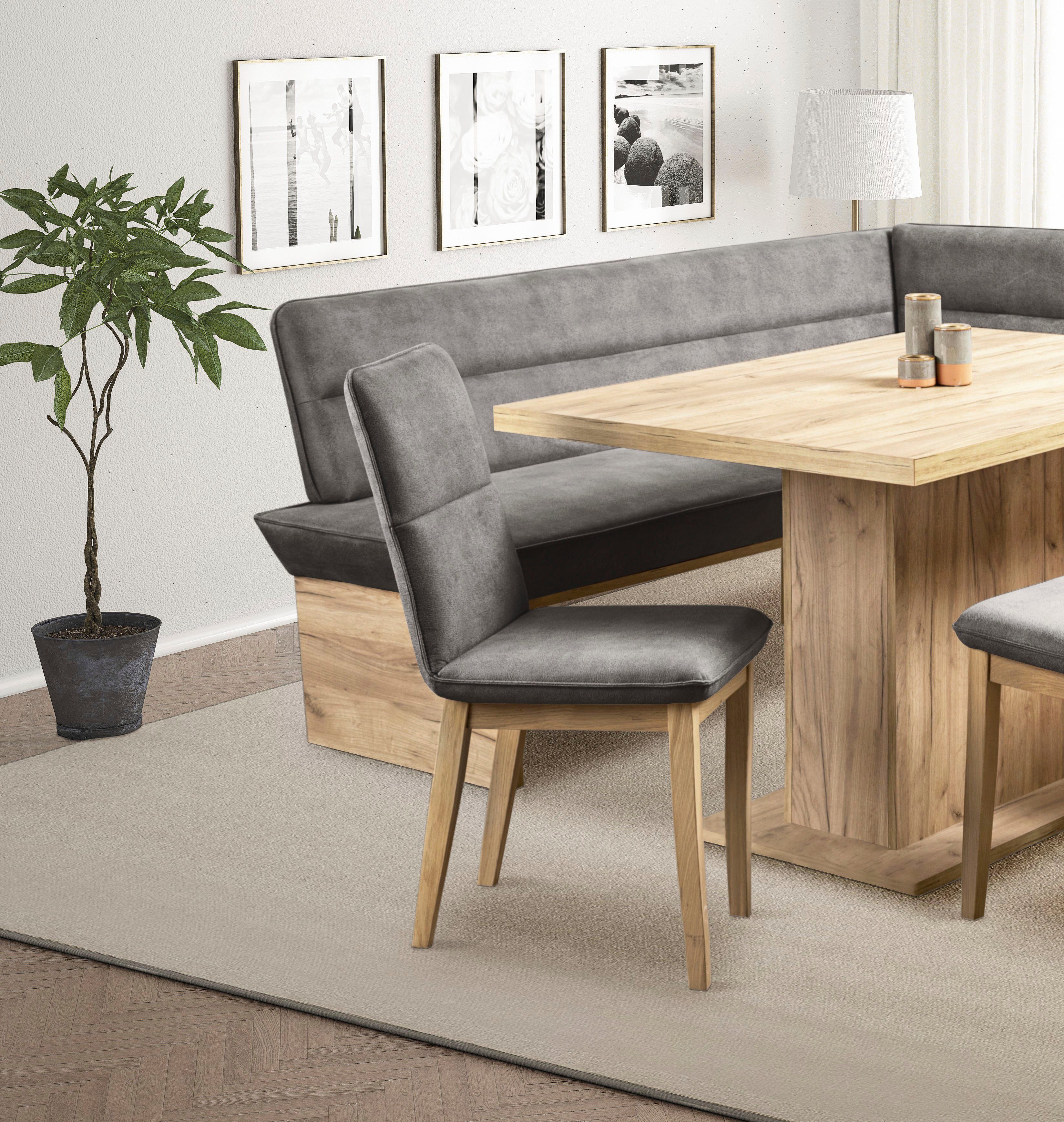 OTTO home Esszimmerstuhl Beluna + Cross Essecke Sitzgruppe Eckbank Küchenbank (Set, 2 St), Gestell und Beine aus massiver Eiche modernes Landhaus – Bild 3 von 5