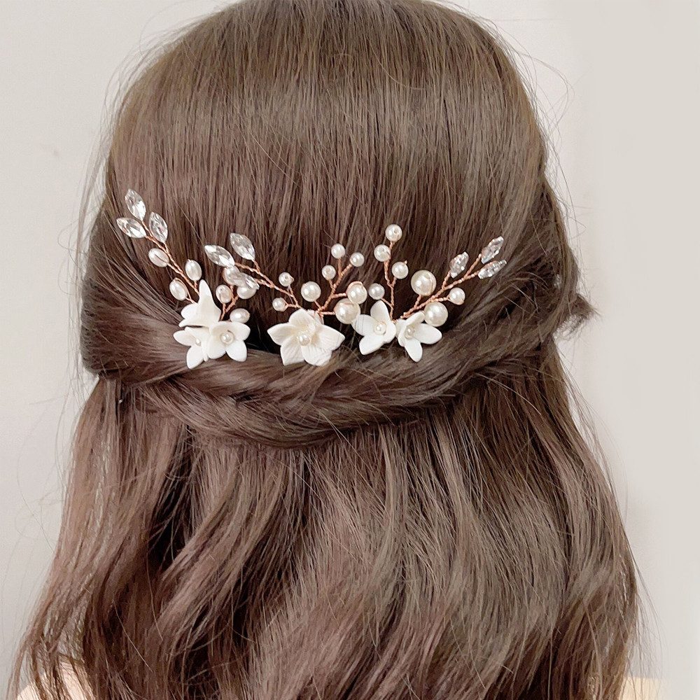 zggzerg Dekofigur 3 Stück Braut Haarschmuck Blume Haarnadeln Hochzeit Kopfschmuck
