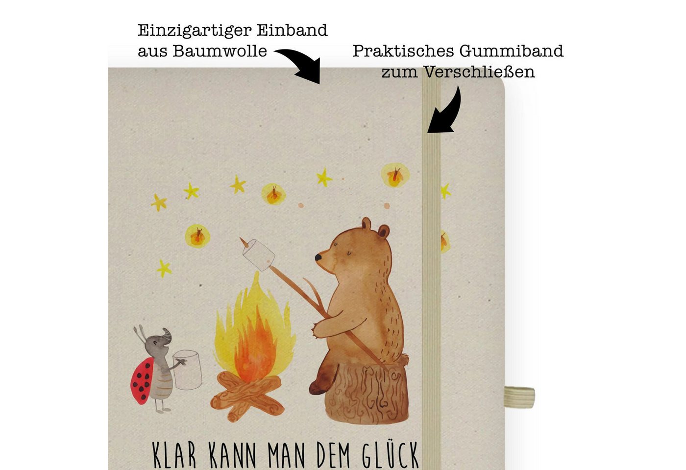 Thumbnail - Mr. & Mrs. Panda Notizbuch Bär & Marienkäfer Lagerfeuer - Transparent - Geschenk, Teddy, DIN A4 Mr. & Mrs. Panda, Premiu...