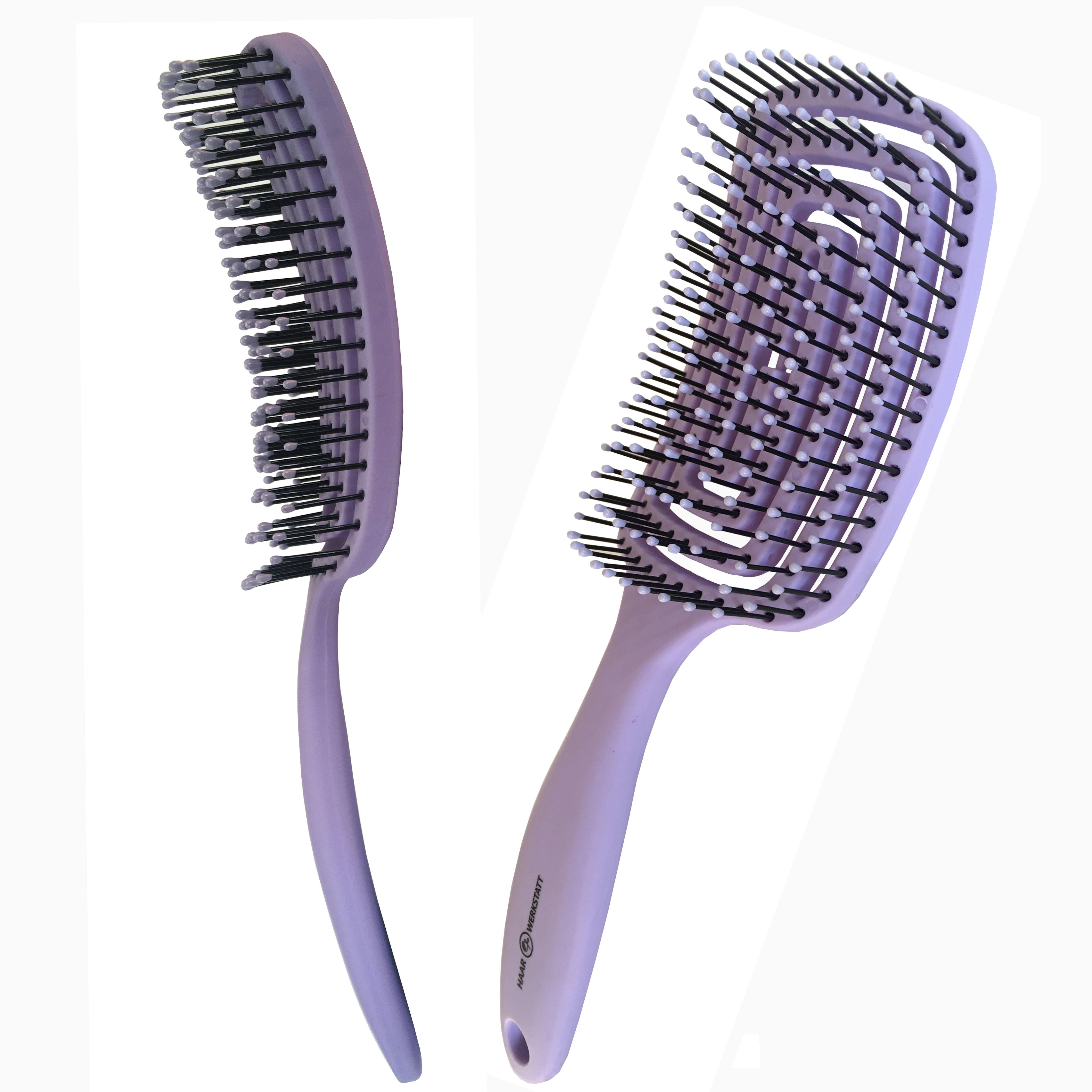 Haarwerkstatt Haarbürste Profi Haarbürste für Damen, Herren und Kinder - Die optimale Entwirrungsbürste für Ihr Haar, Gebogene Haarbürste mit weiche Borsten - curved brush