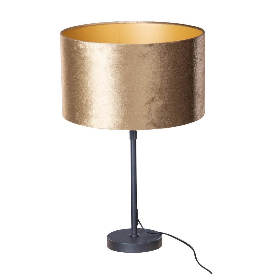 Qazqa Tischleuchte Parte shade, ohne Leuchtmittel, Warmweiß, QAZQA Tisch­leuchte, e27, Bronze, Velours, classic-antique