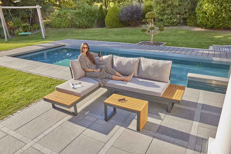 LC Garden Gartenlounge-Set »Sungardo« Gartenlounge Set 3tlg. Anthrazit aus Aluminium, (Set), inkl. Auflagen, individuell stellbar