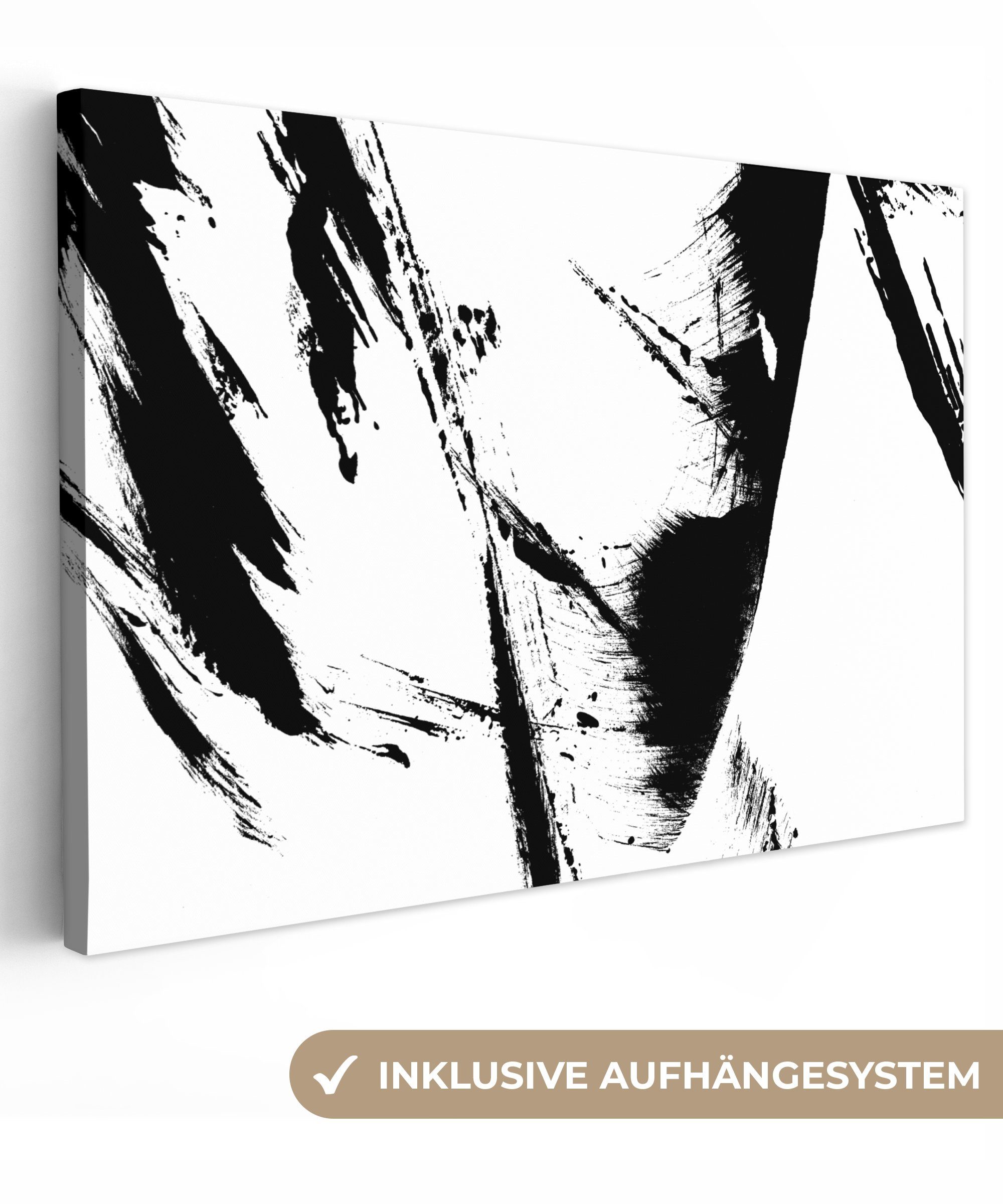 OneMillionCanvasses® Leinwandbild Farbe - Schwarz - Abstrakt, Fotodruck (1 St), Leinwand Bilder Klein, Wand Dekoration Aesthetic 30x20 cm