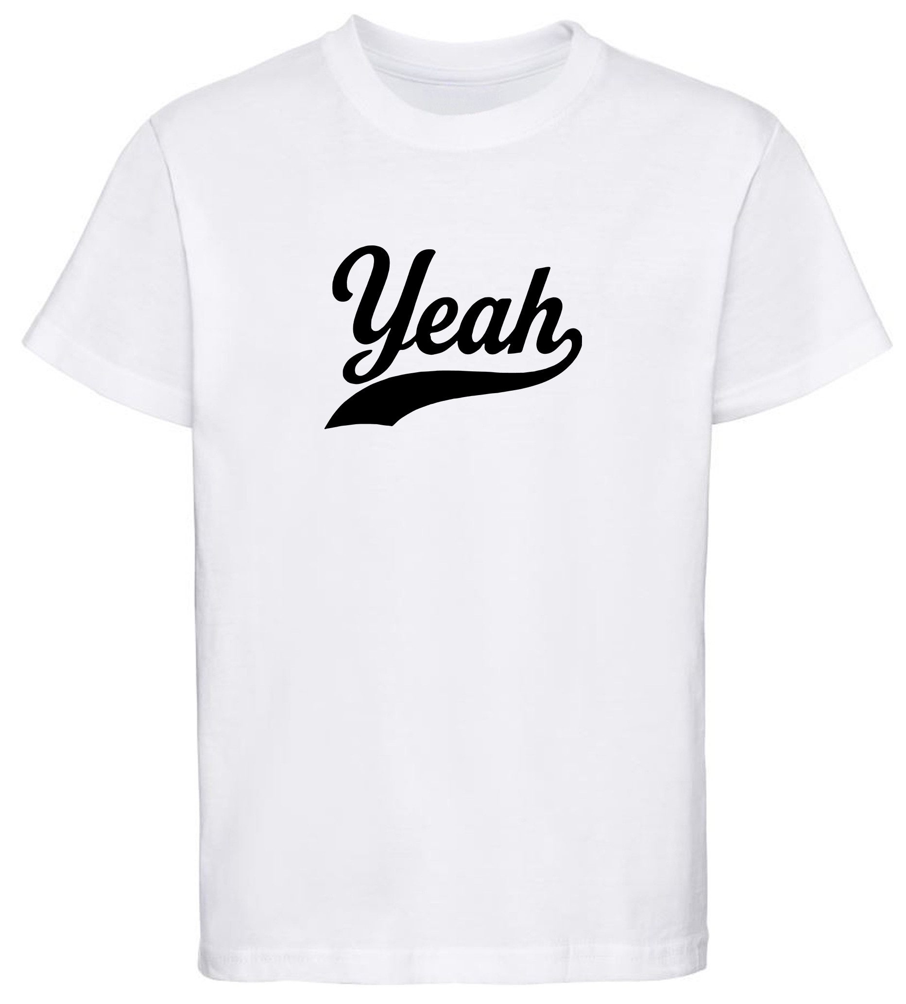 MyDesign24 T-Shirt Kinder T-Shirt "Yeah" Sprüche Shirt Kurzarm T-Shirt weiß Gr.86/92 Regular Fit i923