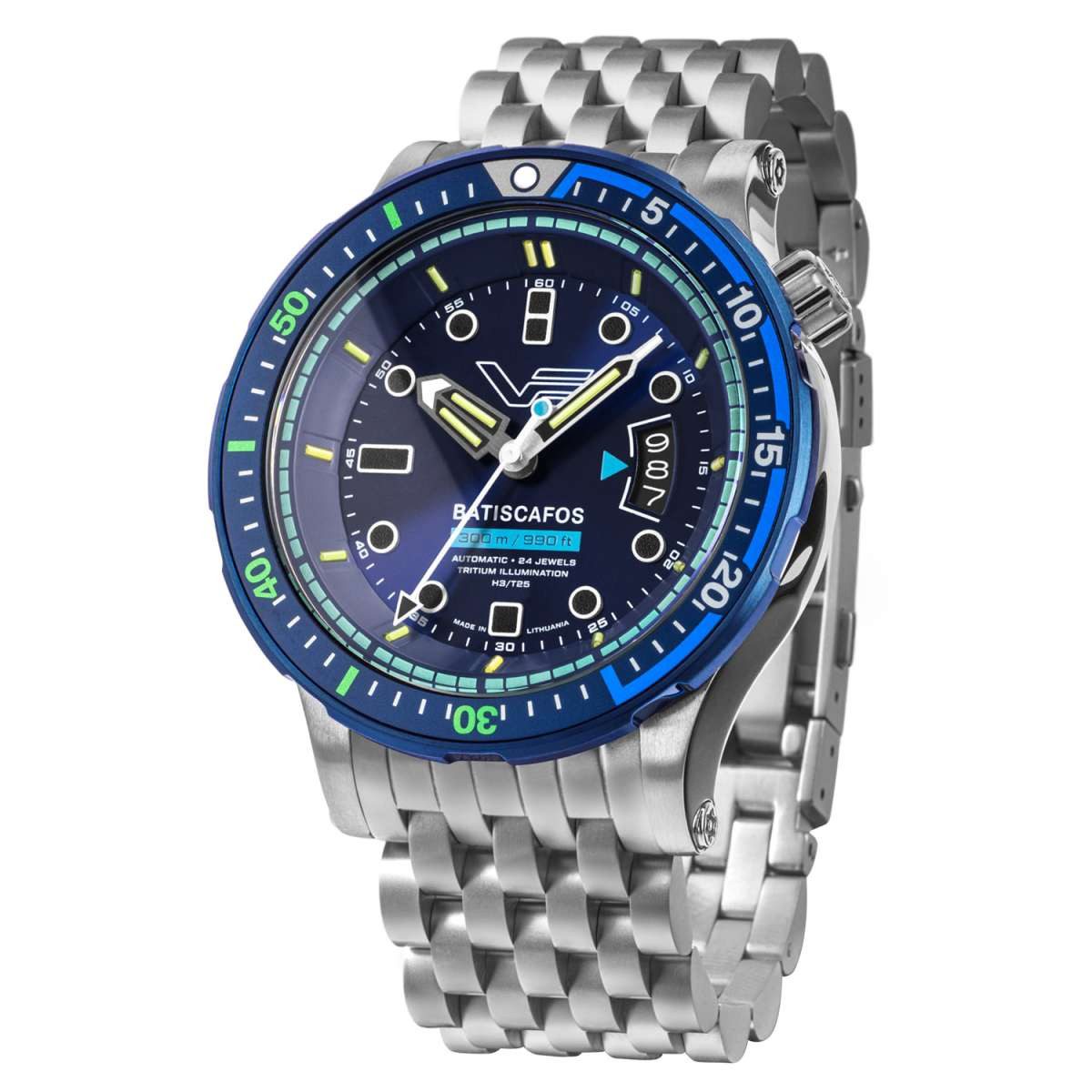 Vostok Europe Automatikuhr NH35-511E768-B, für Herren Batiscafos Stahl/Blau