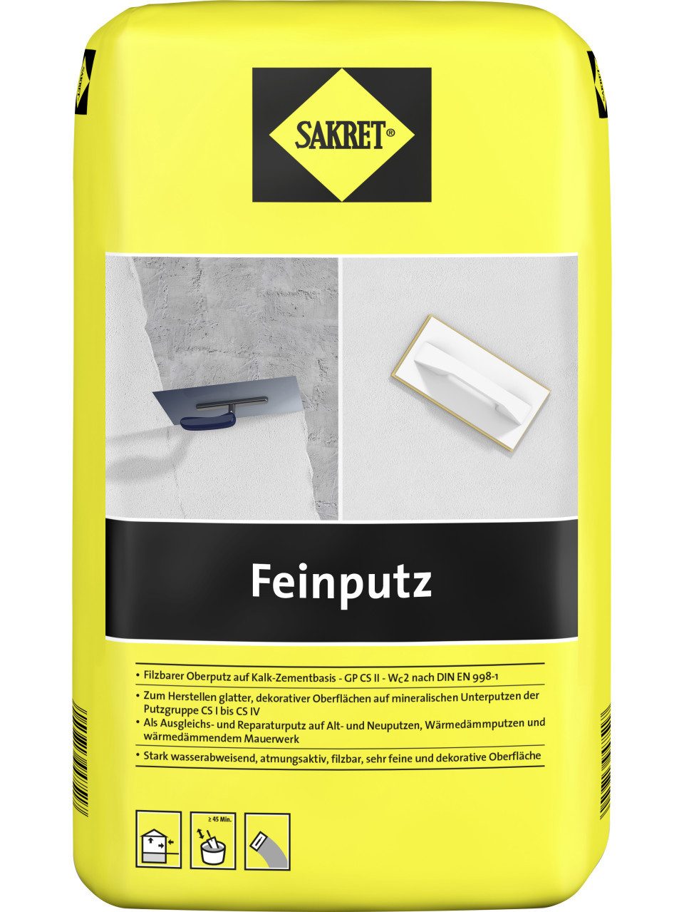 Sakret Gips-Kalk-Putz SAKRET Feinputz 10 kg Sack Naturweiß günstig online kaufen