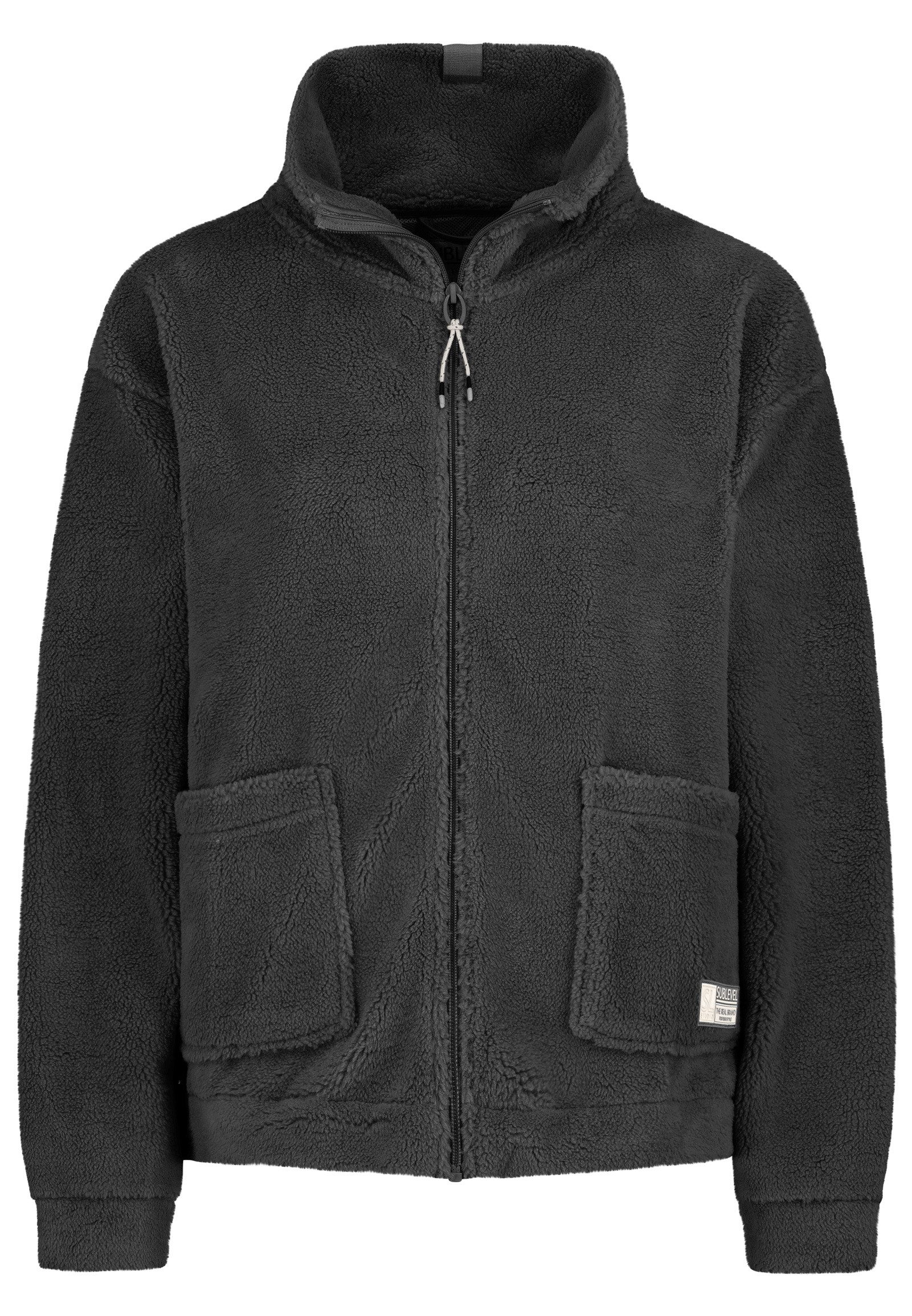 SUBLEVEL Fleecejacke Damen Teddyfleece Kuschelig Übergangsjacke Jacke Outdoor Stehkragen, Kapuze, flauschig, kuschelig, warm, Outdoor
