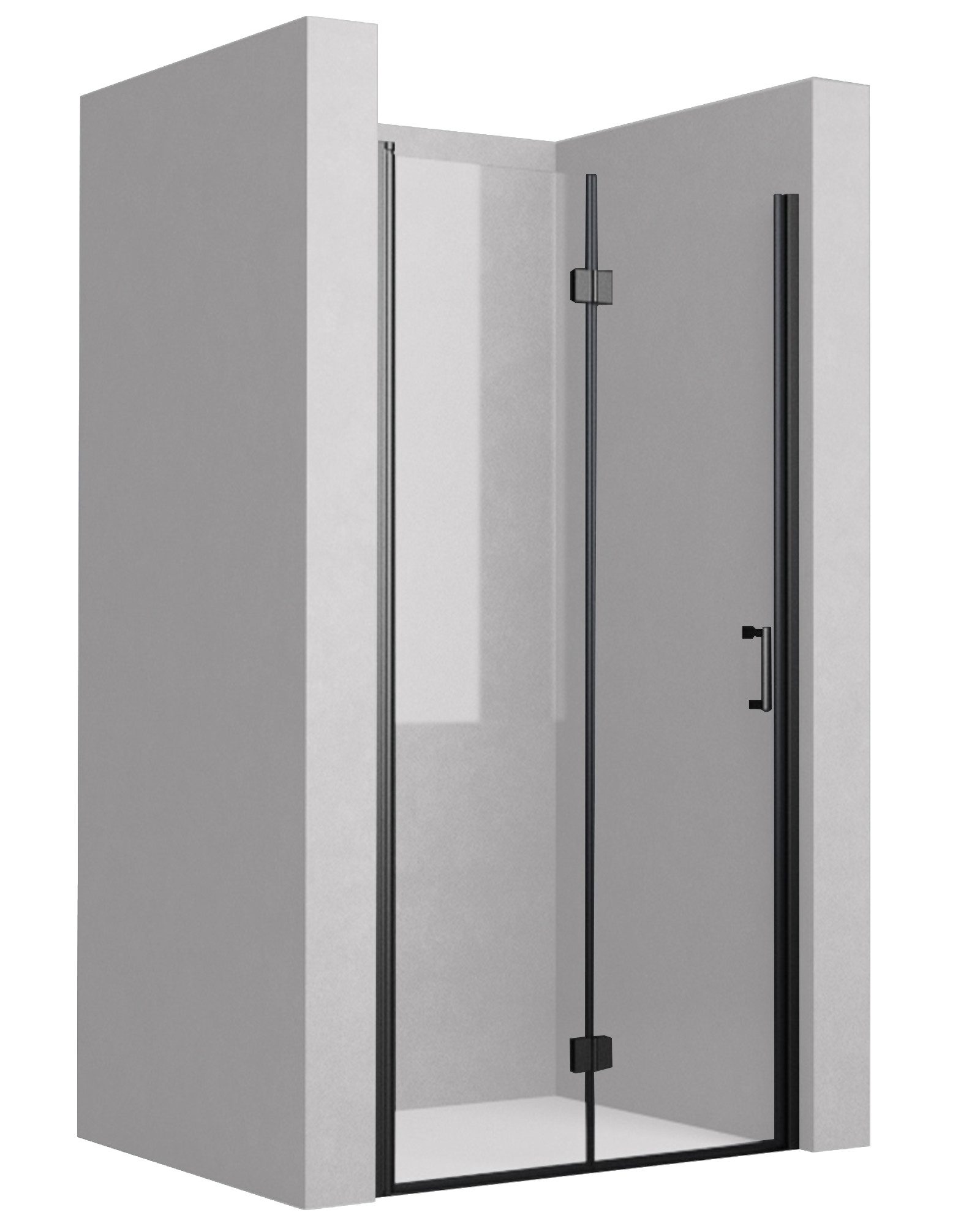 Boromal Dusch-Falttür Schwarz Nischentür Dusche Schwarz Duschabtrennung faltbar für Dusche, 90x195 cm, NANO Sicherheitsglas, (180º Falt-Drehfalttür, 90x195, 100x195, 120x195cm) mit Alu-Bodenleiste, Magnetverschluss, Duschdichtung